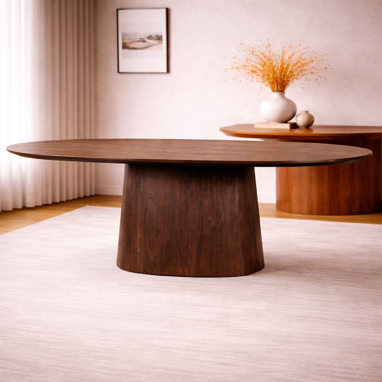 Mango Wood Pedestal Dining Table S | Oroa.com
