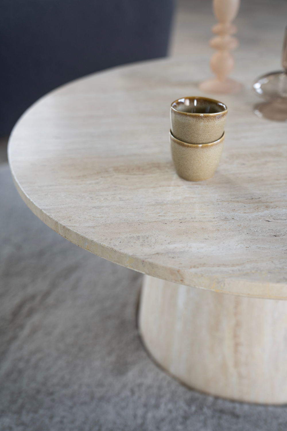 Travertine Pedestal Coffee Table | Oroa.com