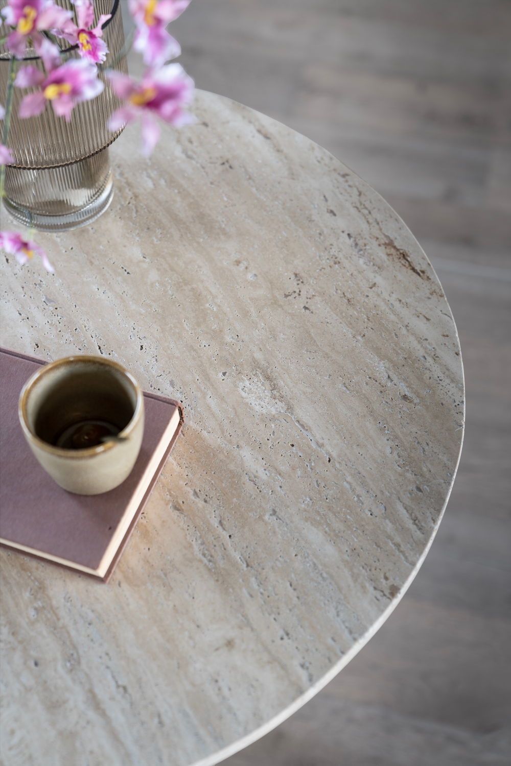 Travertine Pedestal Dining Table | Oroa.com