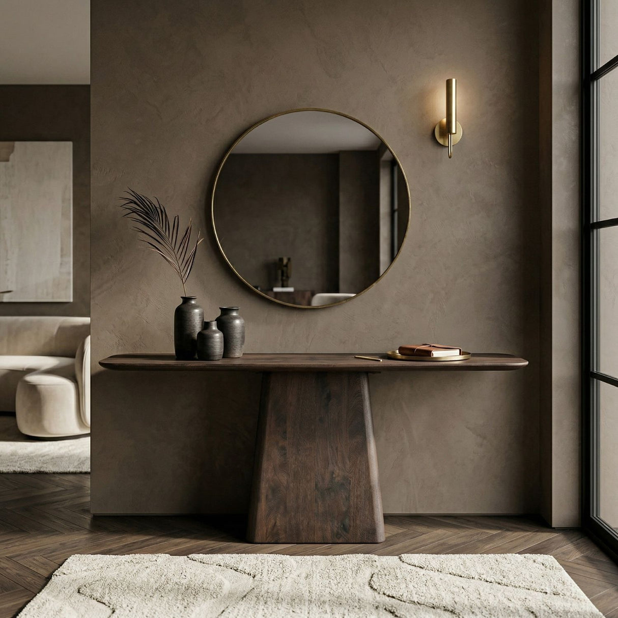 Mango Wood Pedestal Console Table | Oroa.com