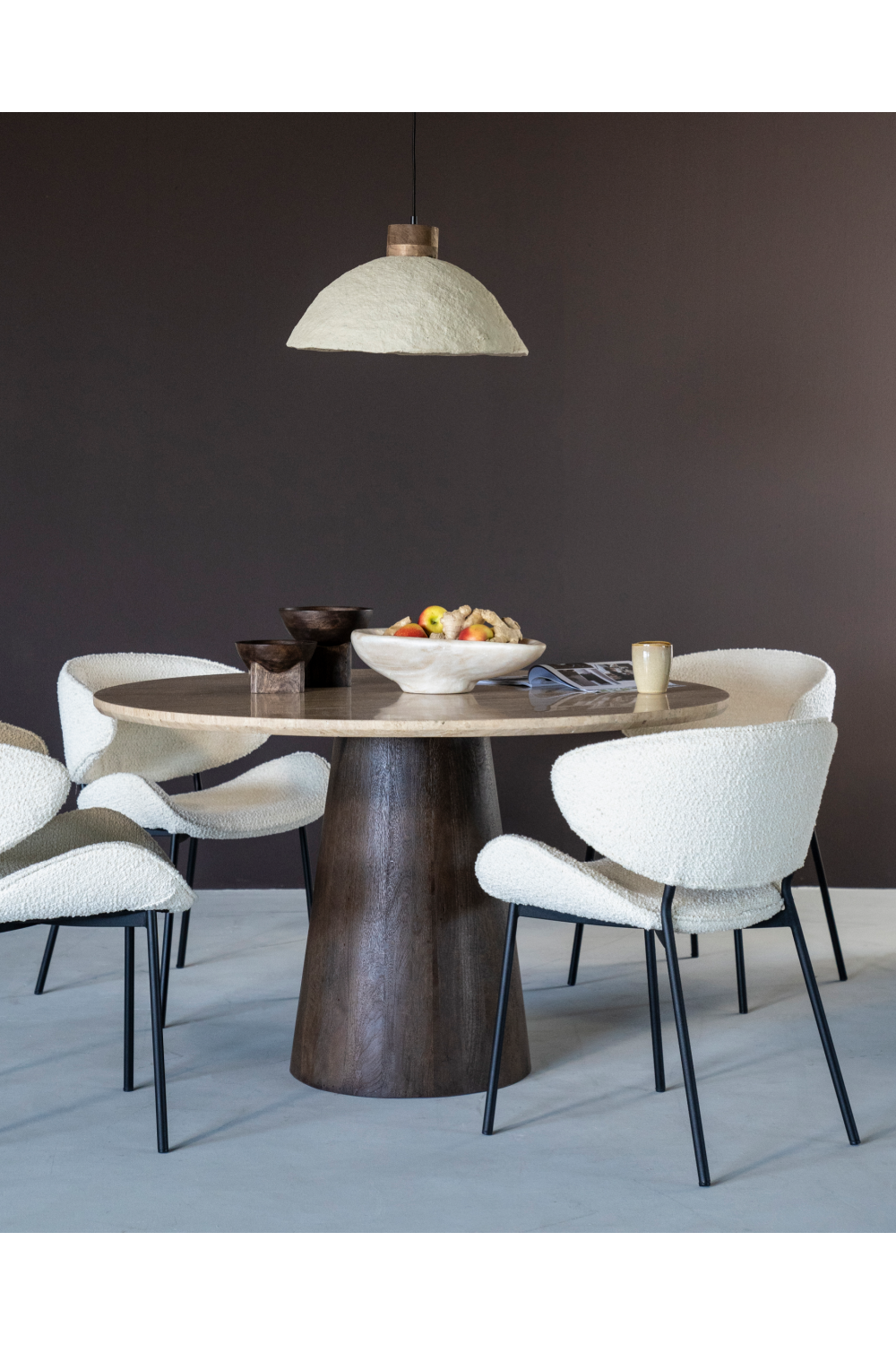Travertine Pedestal Dining Table | Oroa.com