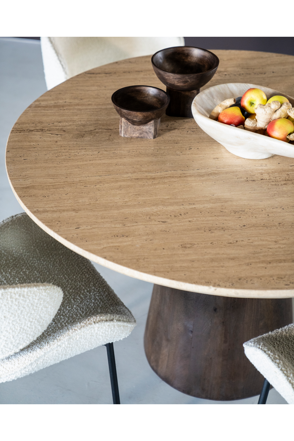 Travertine Pedestal Dining Table | Oroa.com