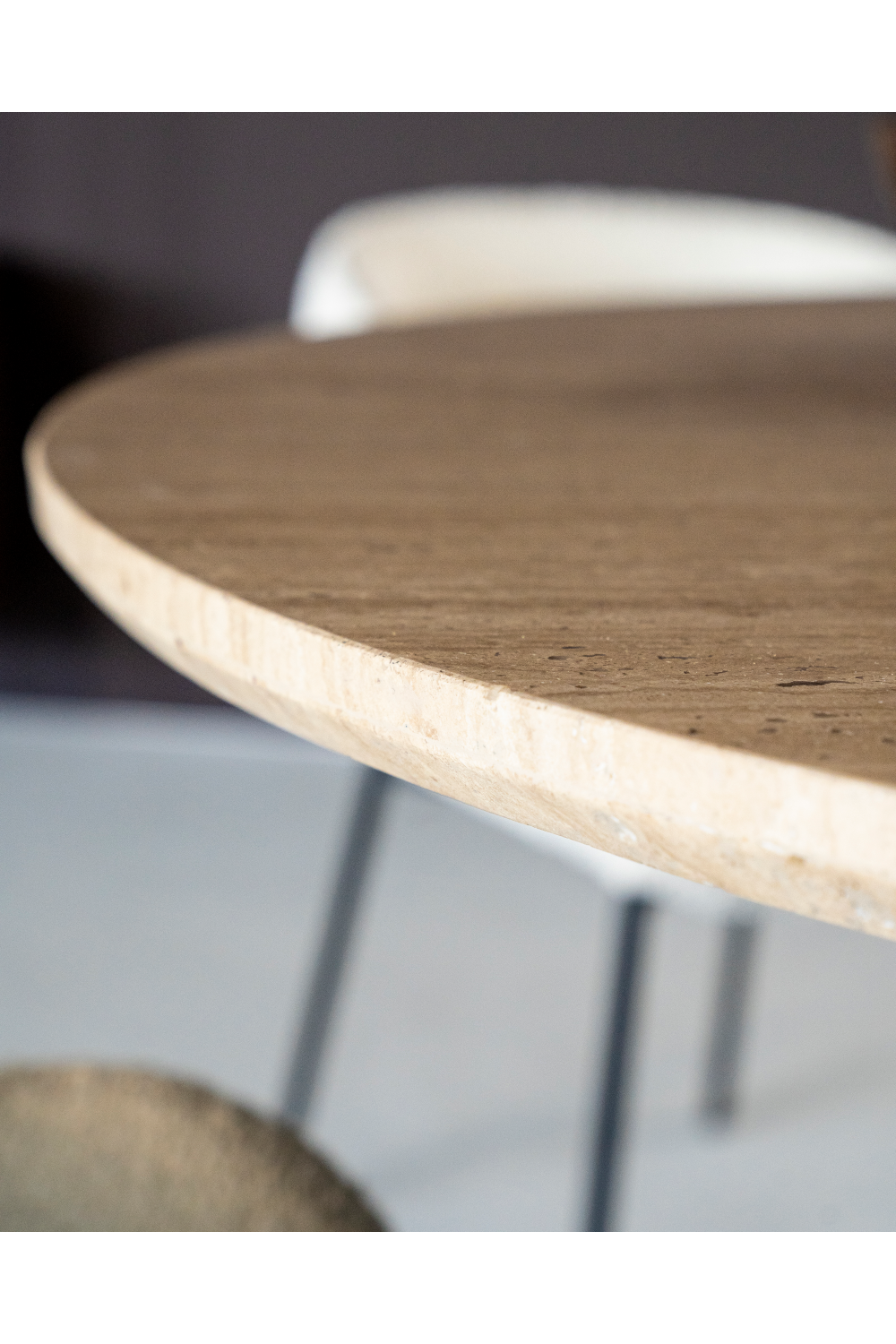 Travertine Pedestal Dining Table | Oroa.com
