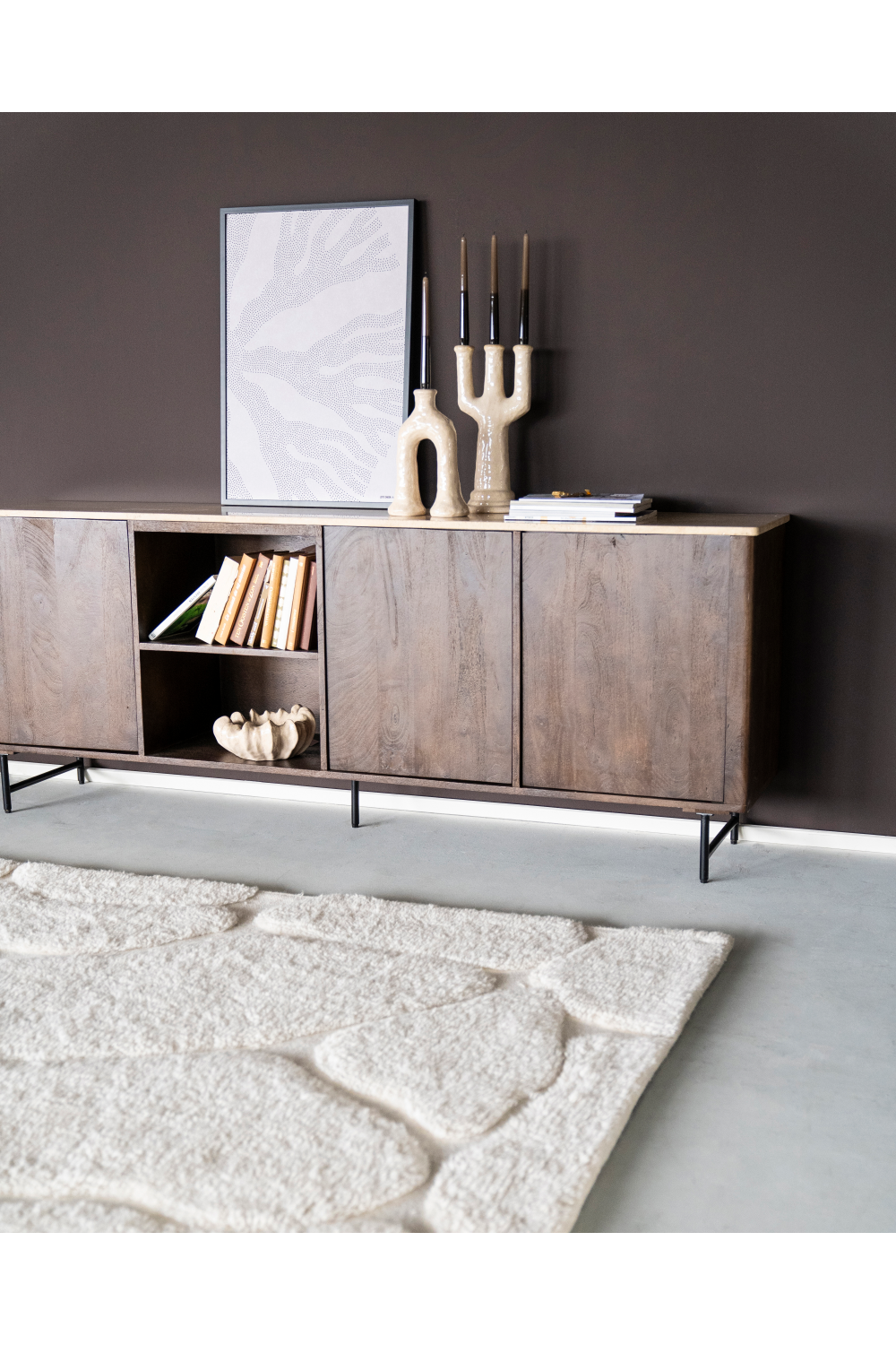 Mango Wood 3-Door Sideboard | Oroa.com