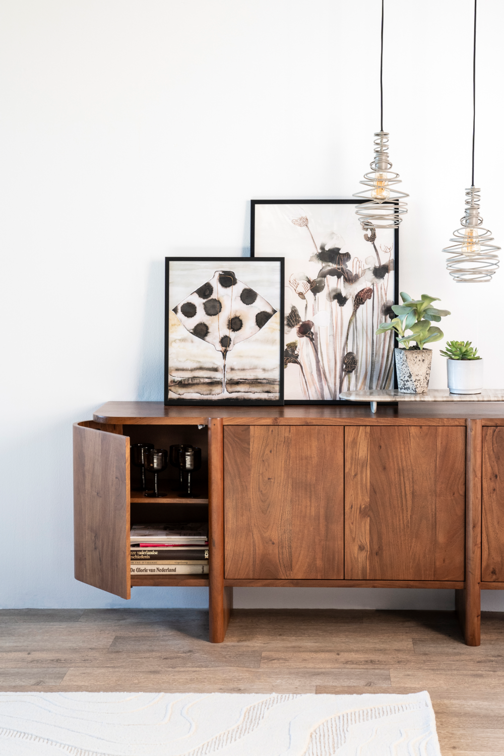 Modern Acacia 4-Door Sideboard | Oroa.com