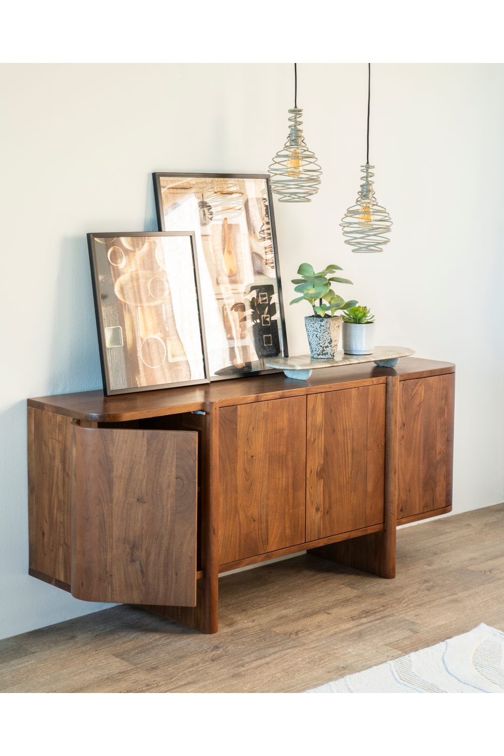 Modern Acacia 4-Door Sideboard | Oroa.com
