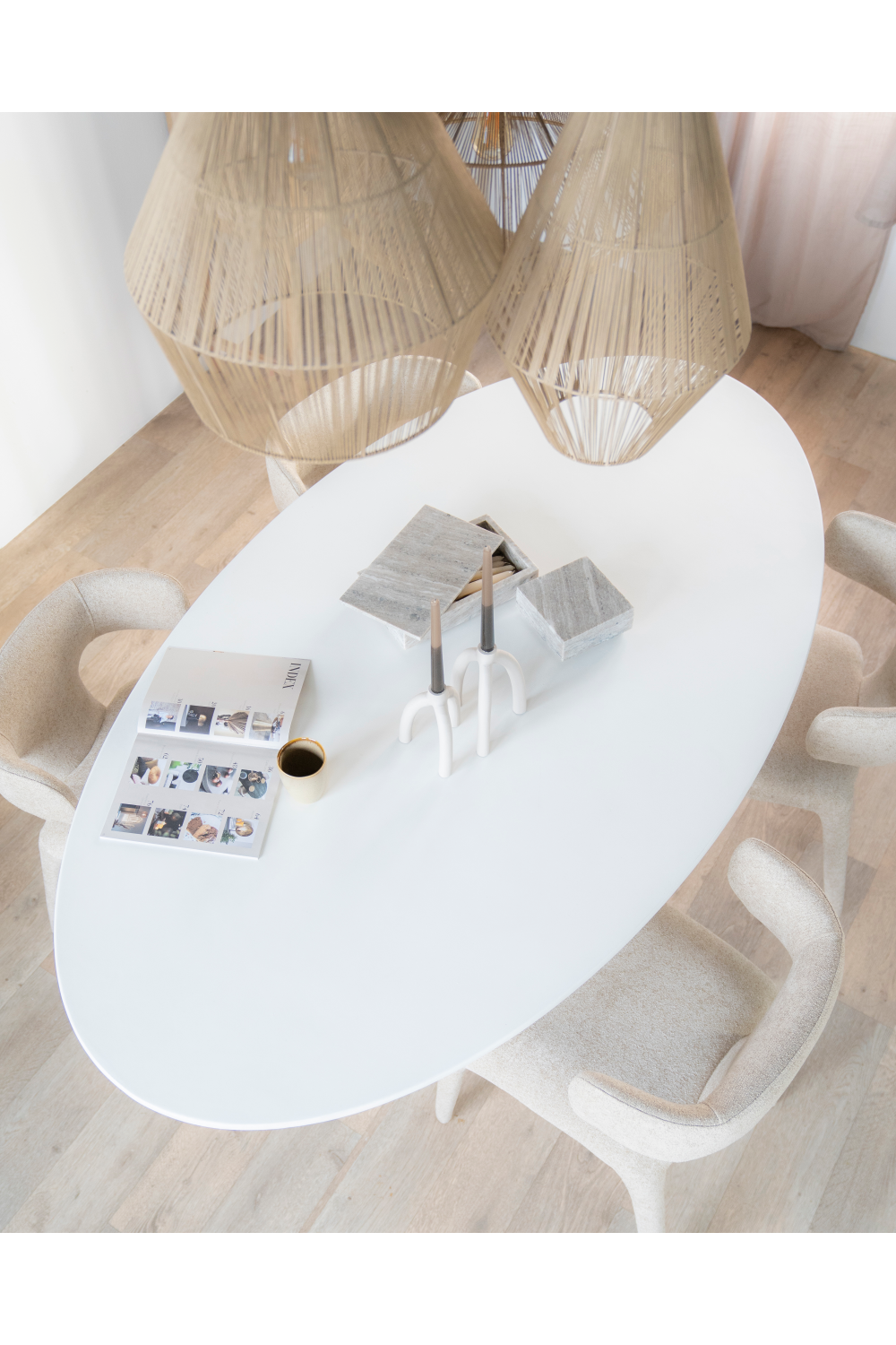 White Oval Glass Dining Table | Oroa.com