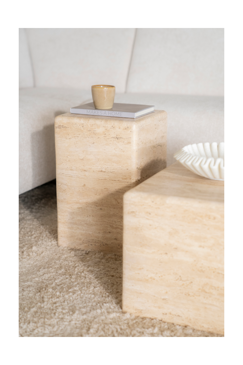 Square Travertine Side Table | Eleonora Donta | OROA.com
