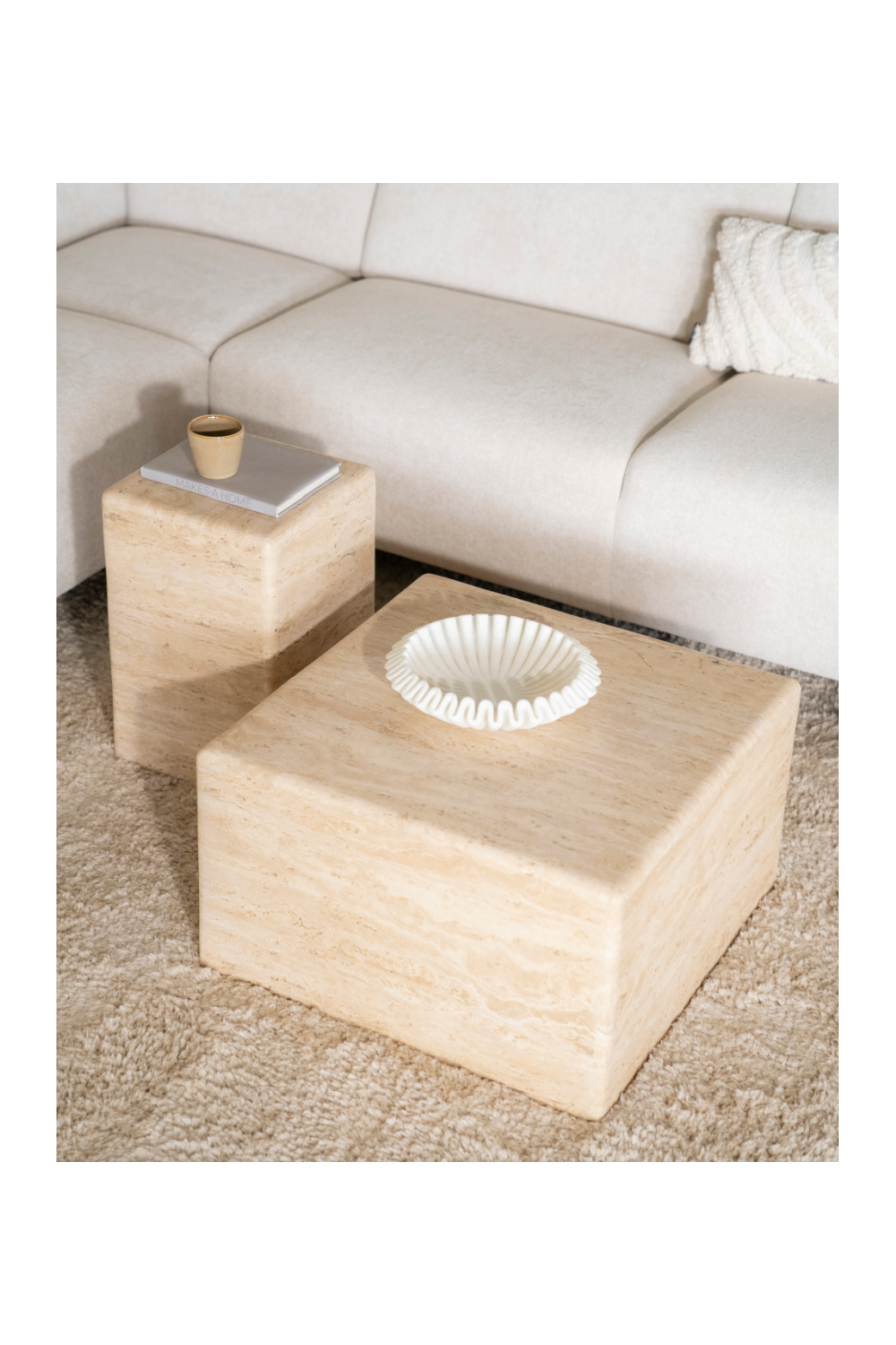 Square Travertine Side Table | Eleonora Donta | OROA.com