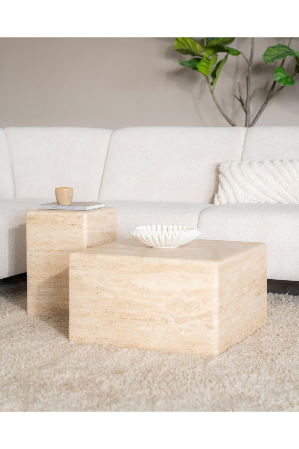 Square Travertine Coffee Table | Oroa.com
