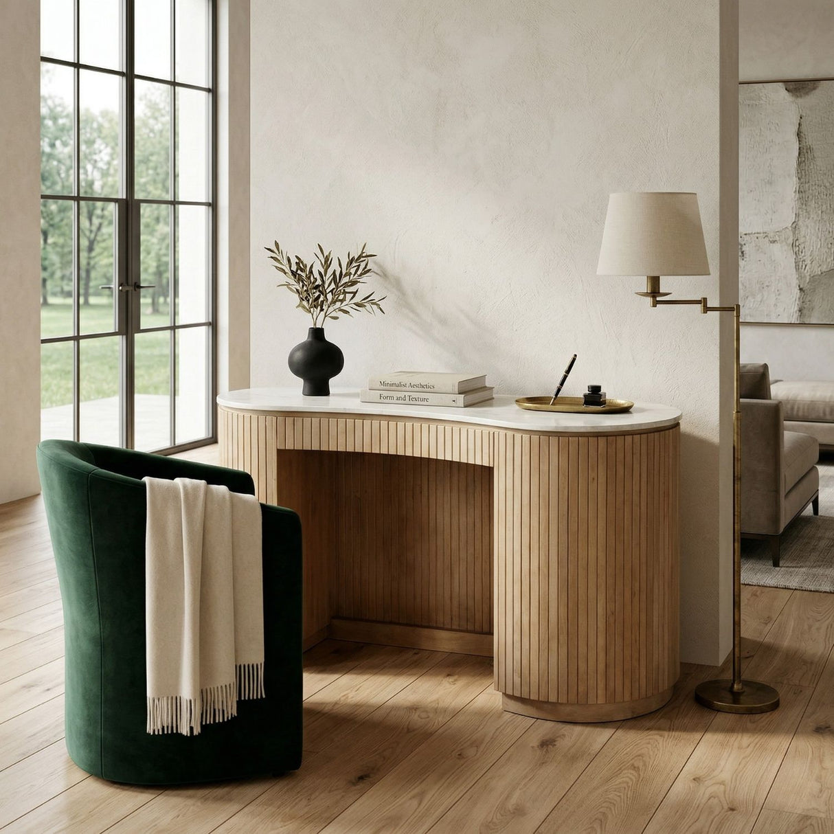 Organic Shape Marble Desk | Oroa.com