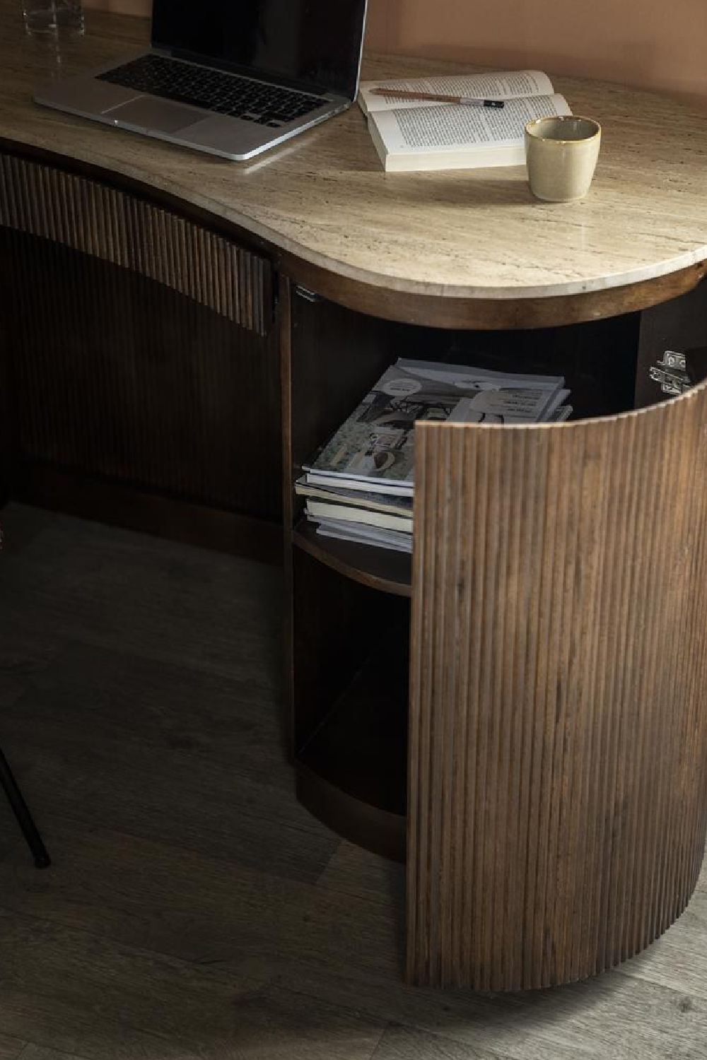 Organic Shape Travertine Desk | Oroa.com