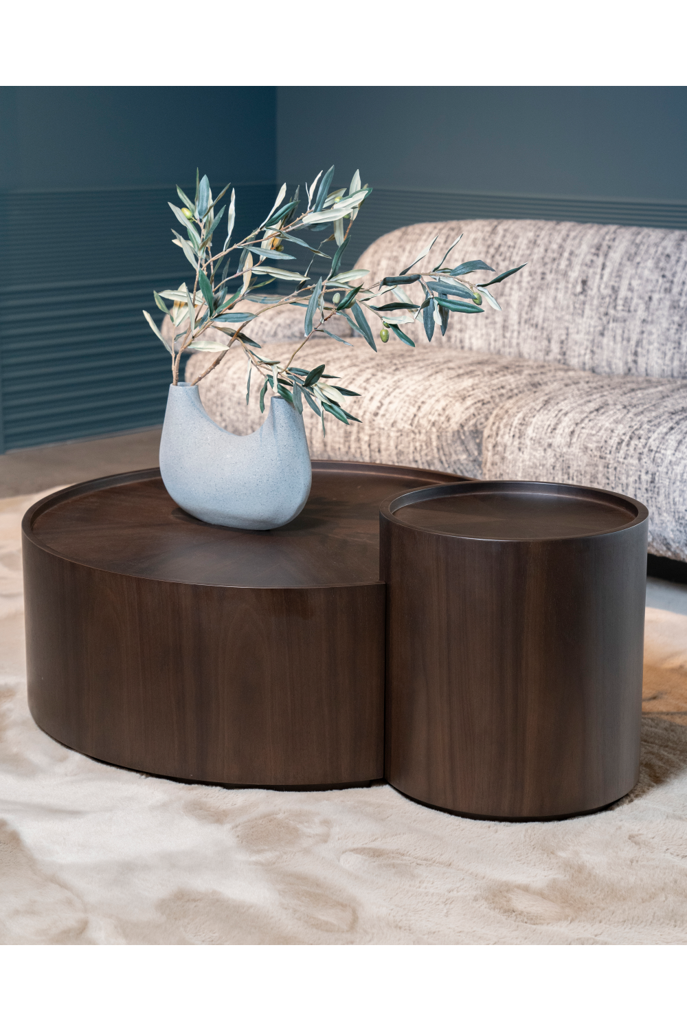 Walnut Round Nesting Coffee Tables (2) | Oroa.com