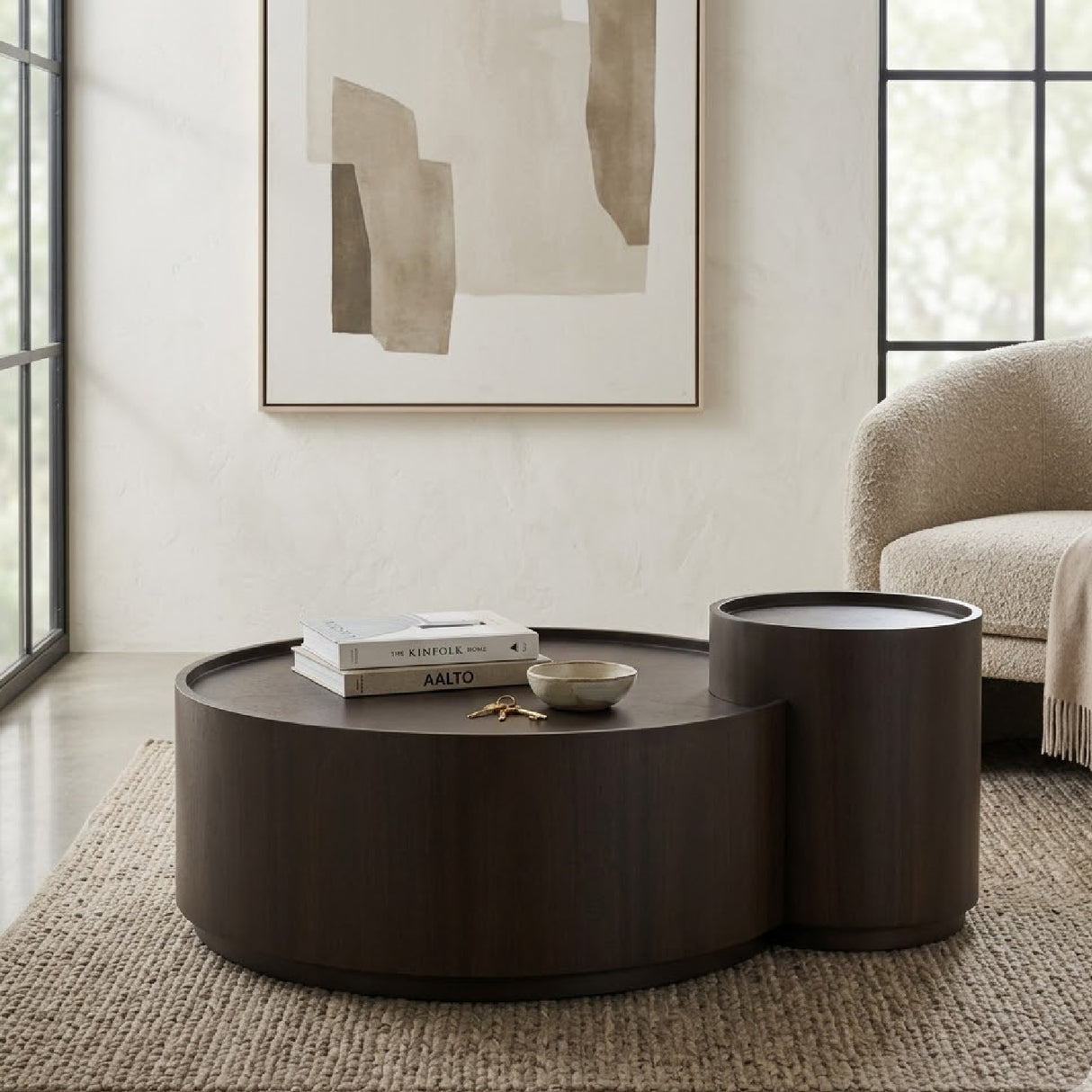 Walnut Round Nesting Coffee Tables (2) | Oroa.com