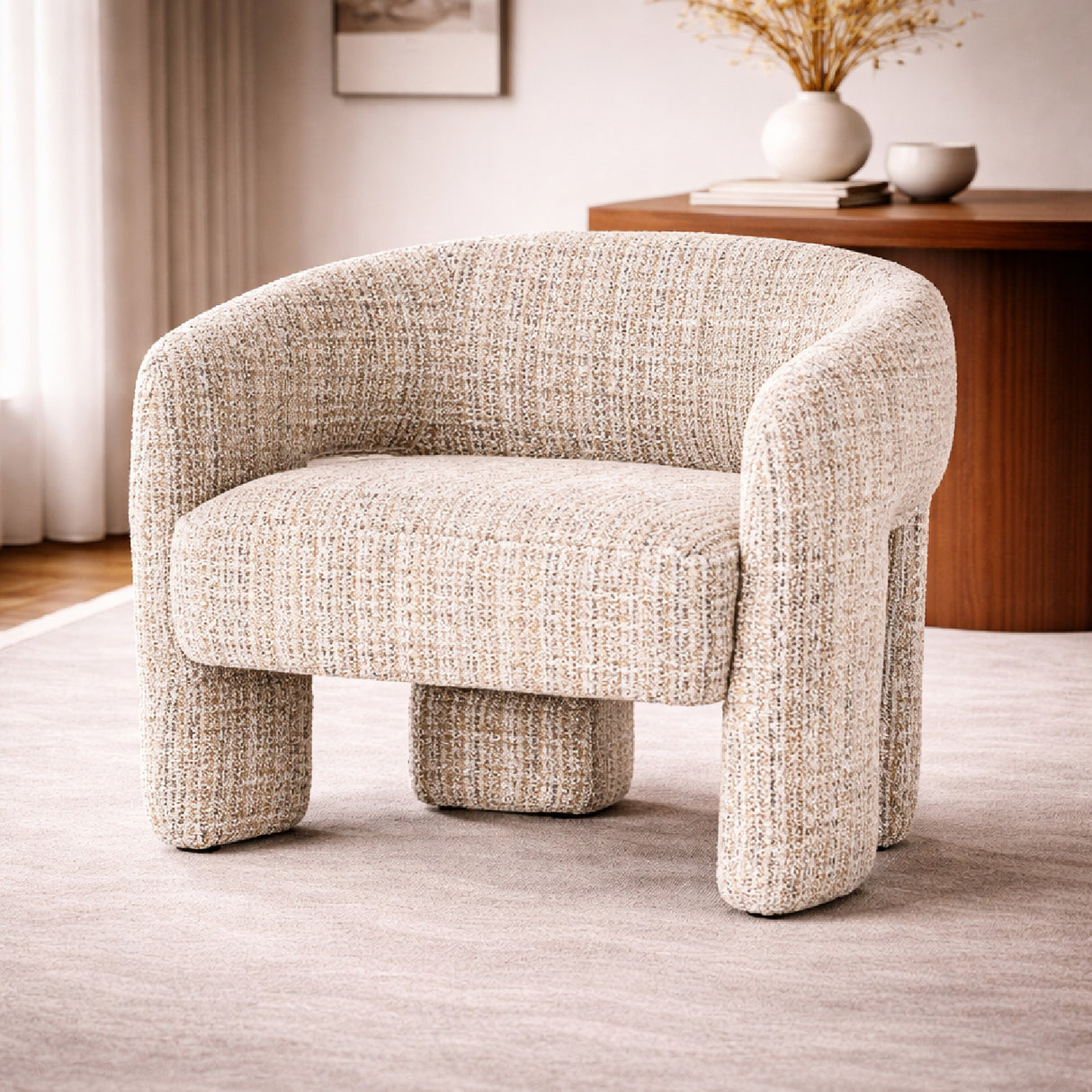 Taupe Curved Back Lounge Dining Chair | Oroa.com