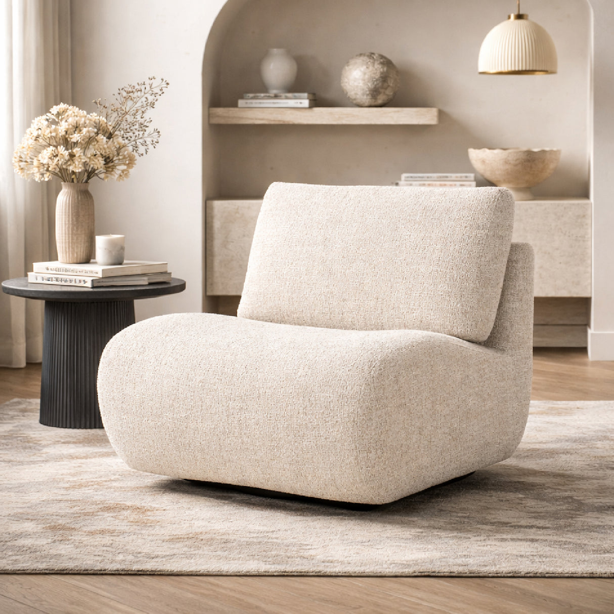 Fabric Upholstered Swivel Lounge Chair | Oroa.com