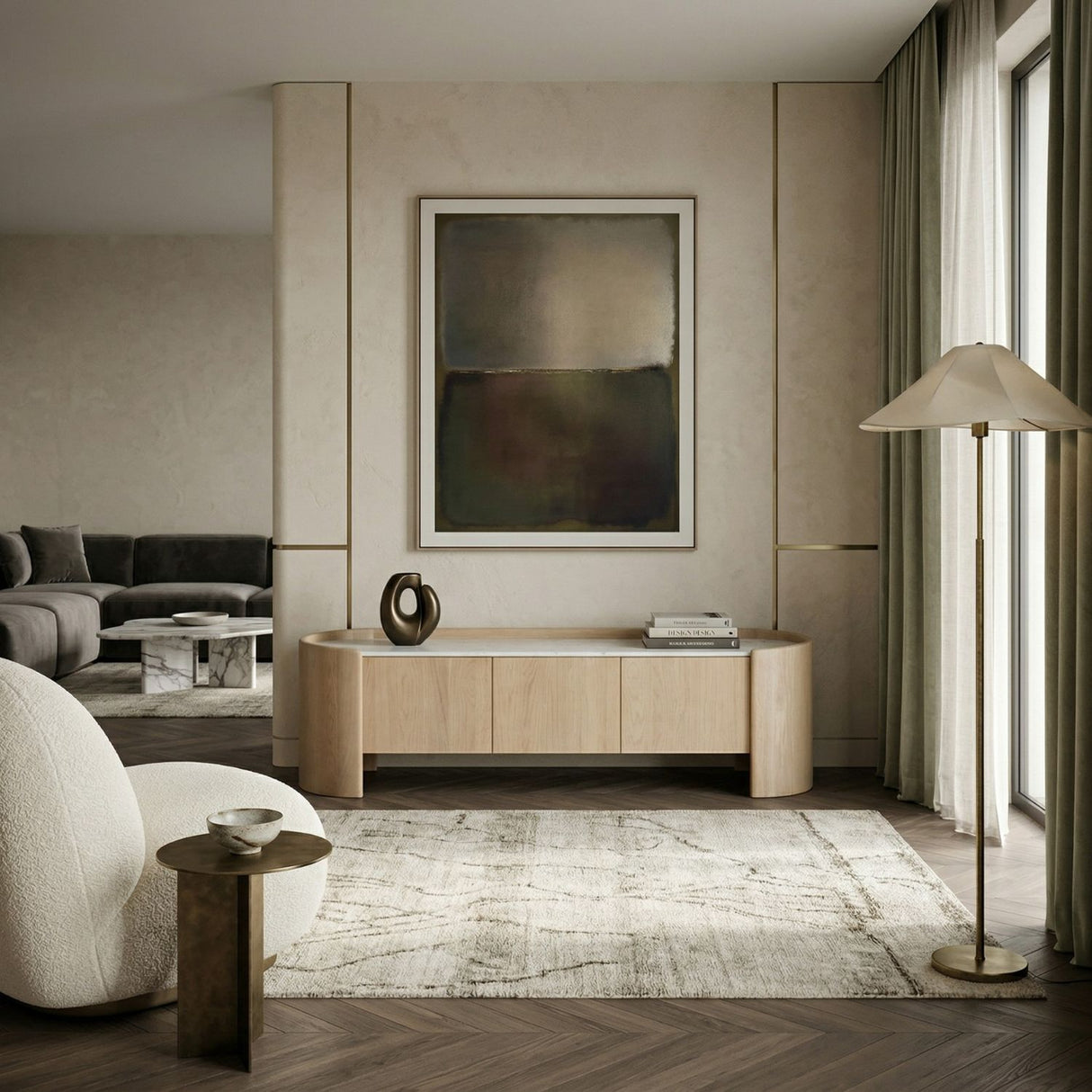 Marble Top Oak TV Cabinet | Oroa.com