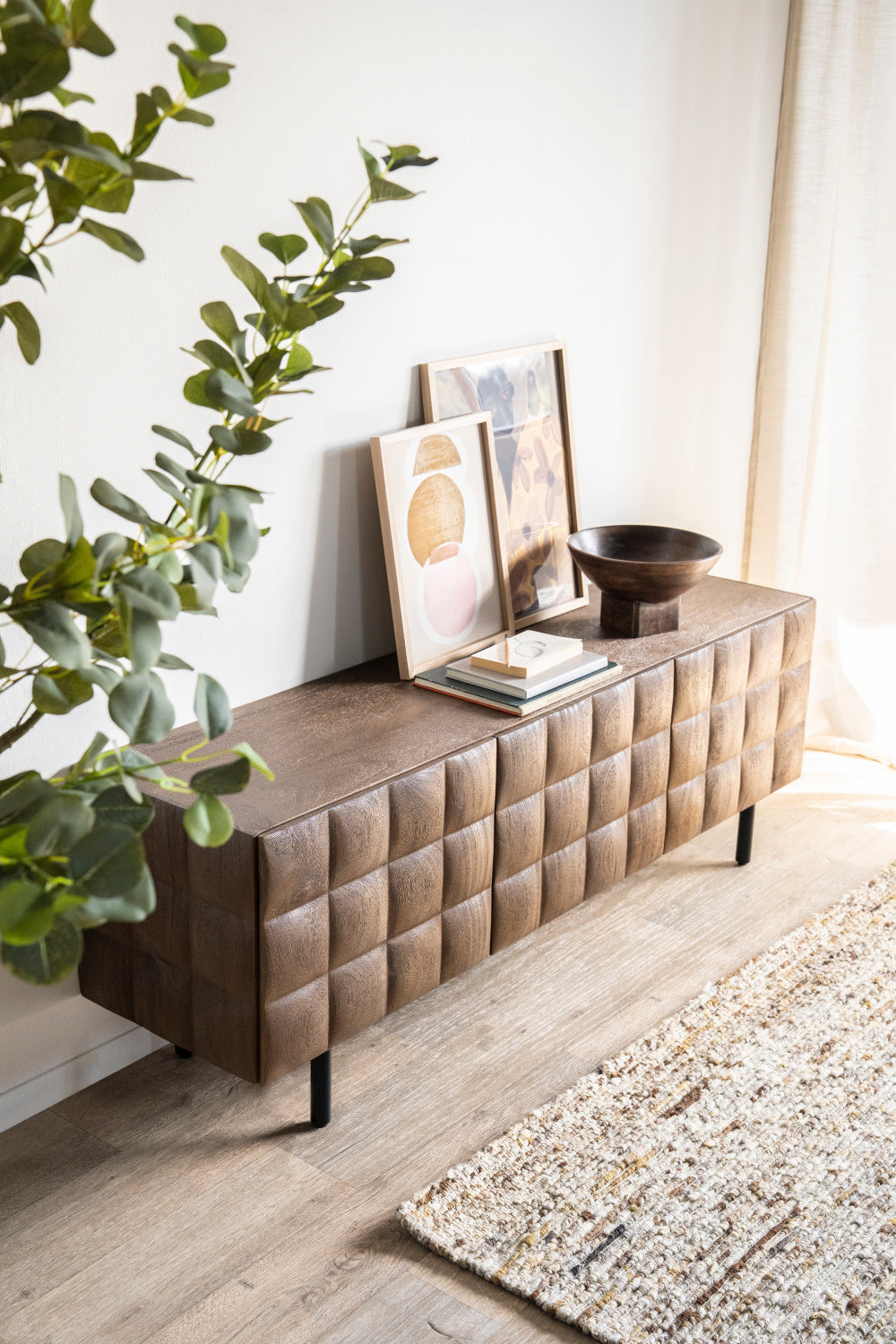 Carved Mango Wood TV Cabinet | Oroa.com