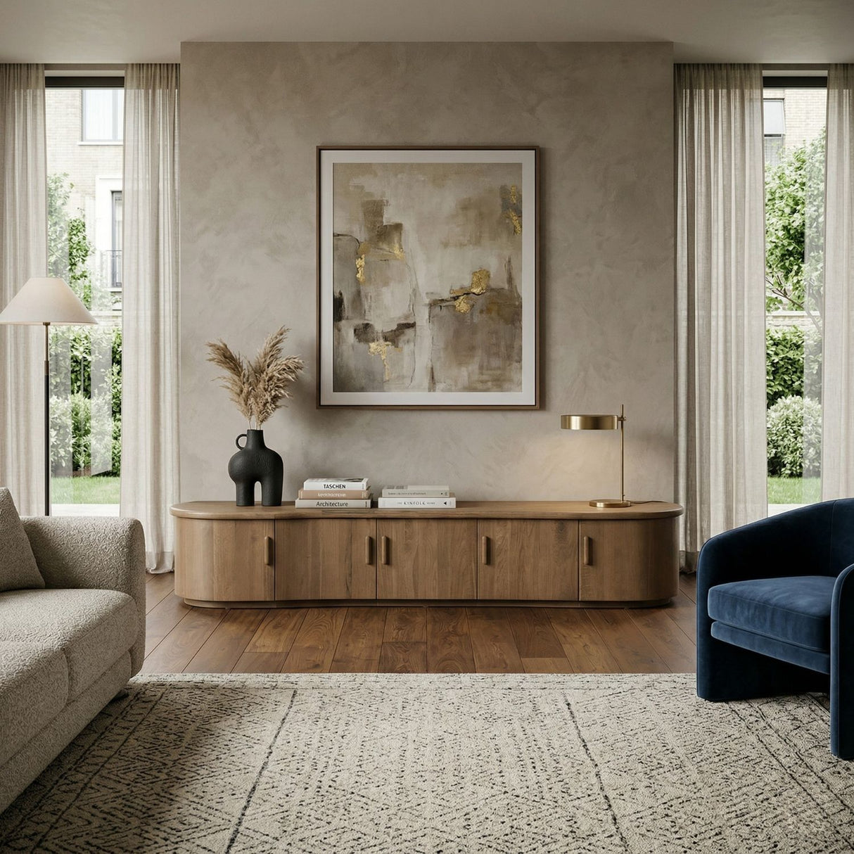 Lacquered Oak 5-Door TV Cabinet | Oroa.com