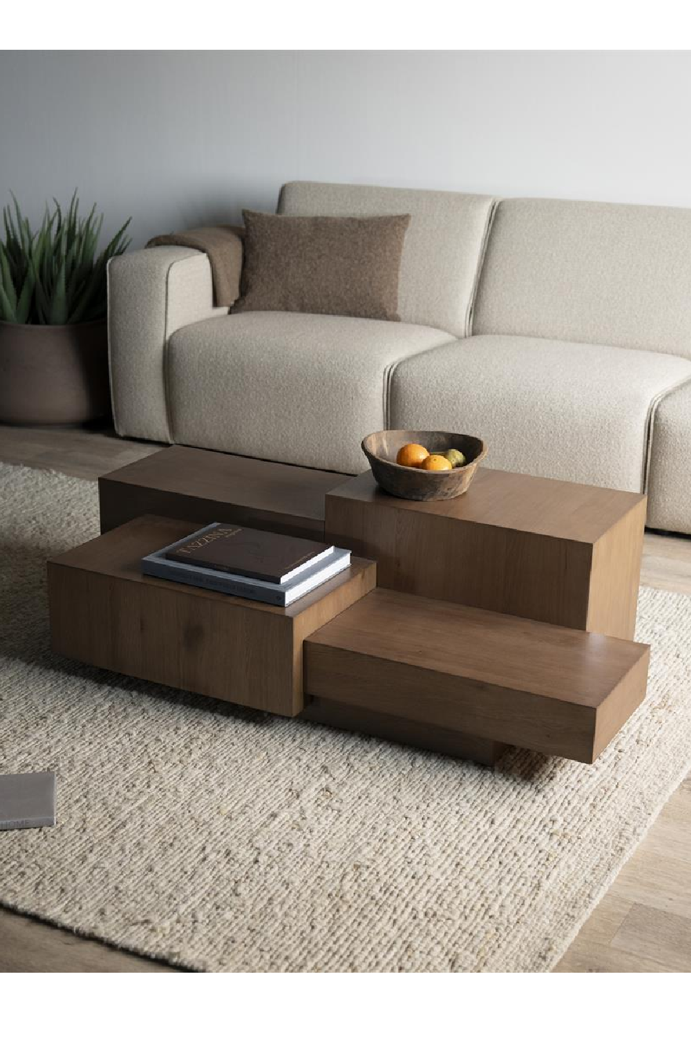 Multilayered Rectangular Oak Coffee Table | Oroa.com