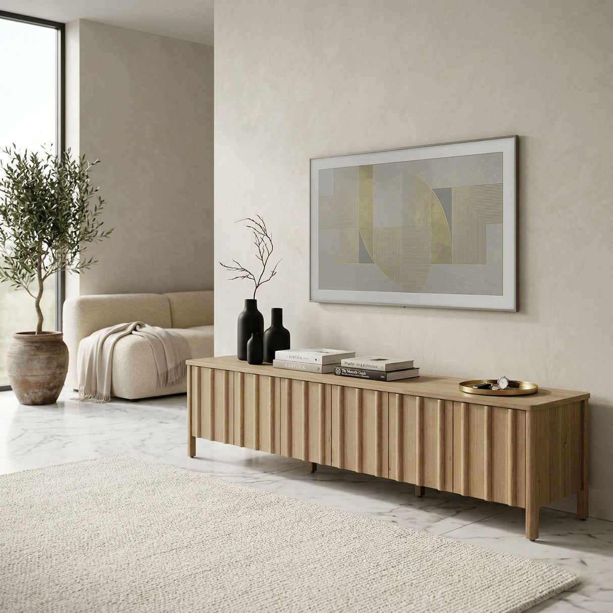 Oak Wood 6-Door TV Cabinet | Oroa.com