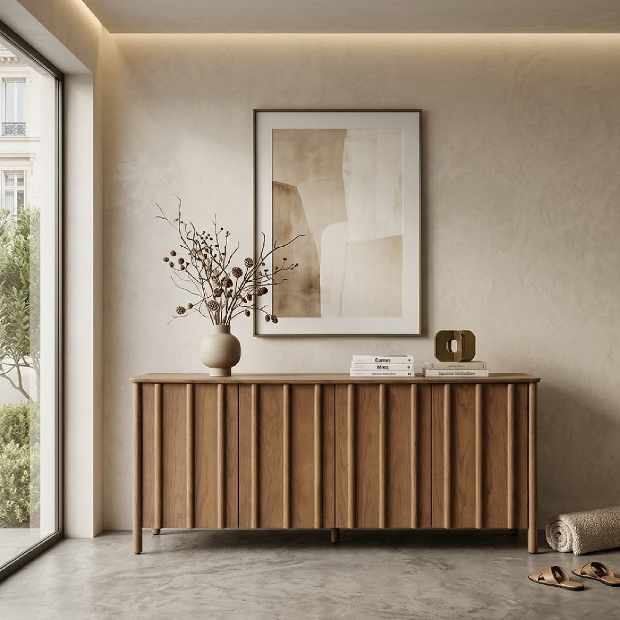 Oak Wood 4-Door Sideboard | Oroa.com