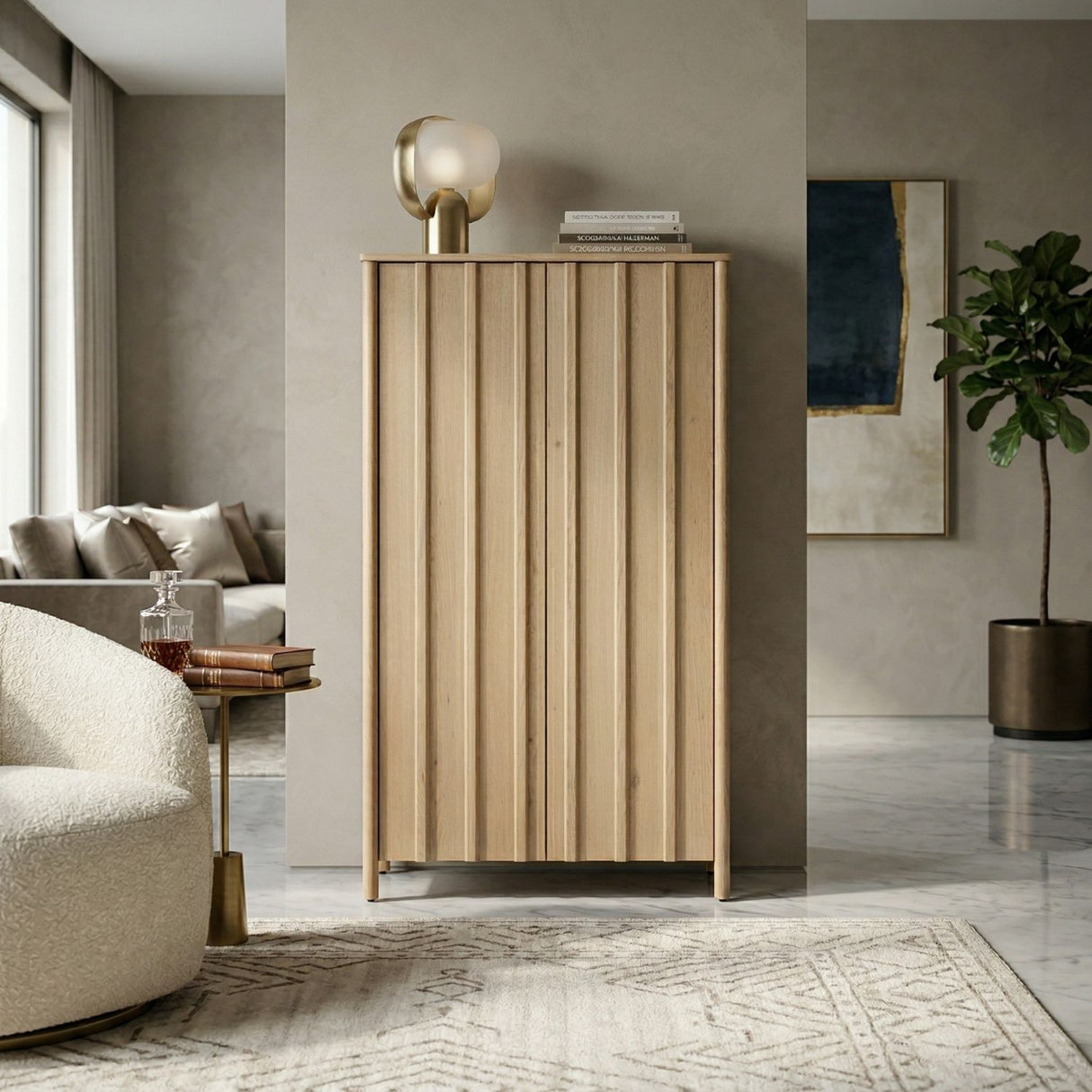 Oak Wood 2-Door Cabinet | Oroa.com