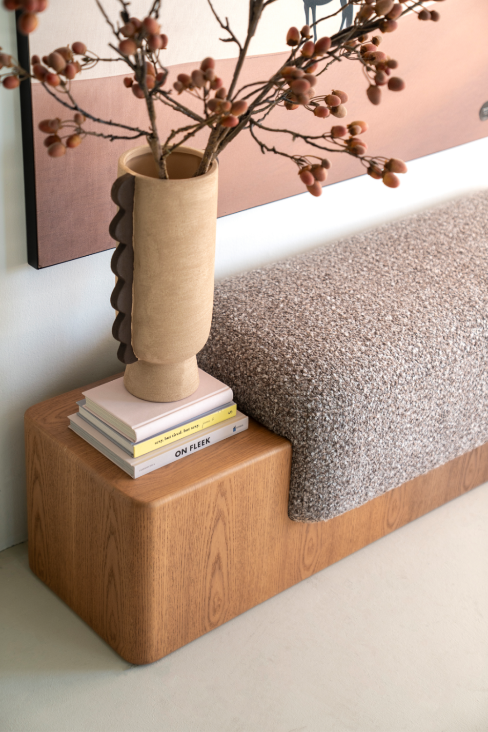 Cushioned Ash Wood Bench | Eleonora George | Oroa.com