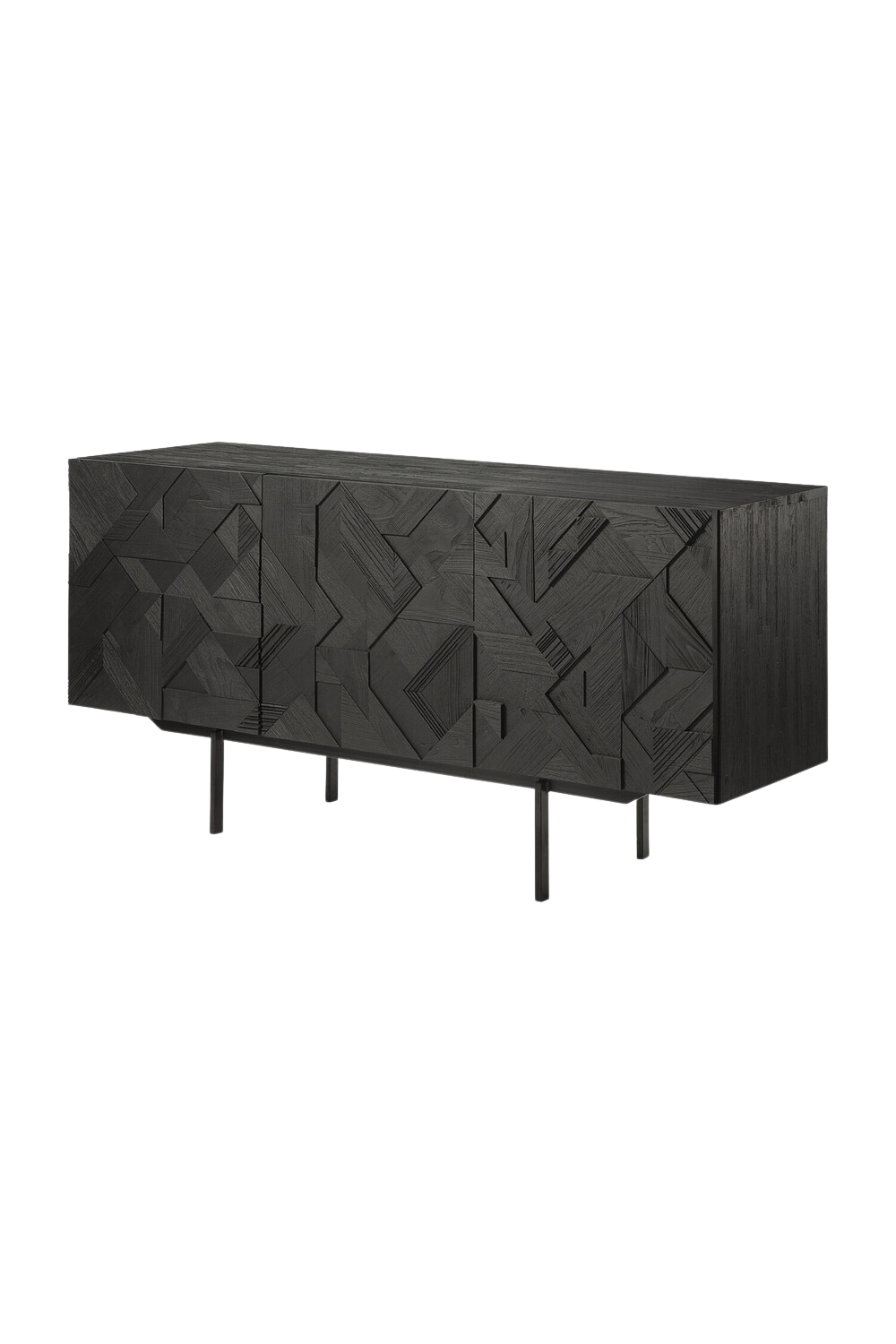 Black Teak Sideboard – Graphic – teak finish angled view