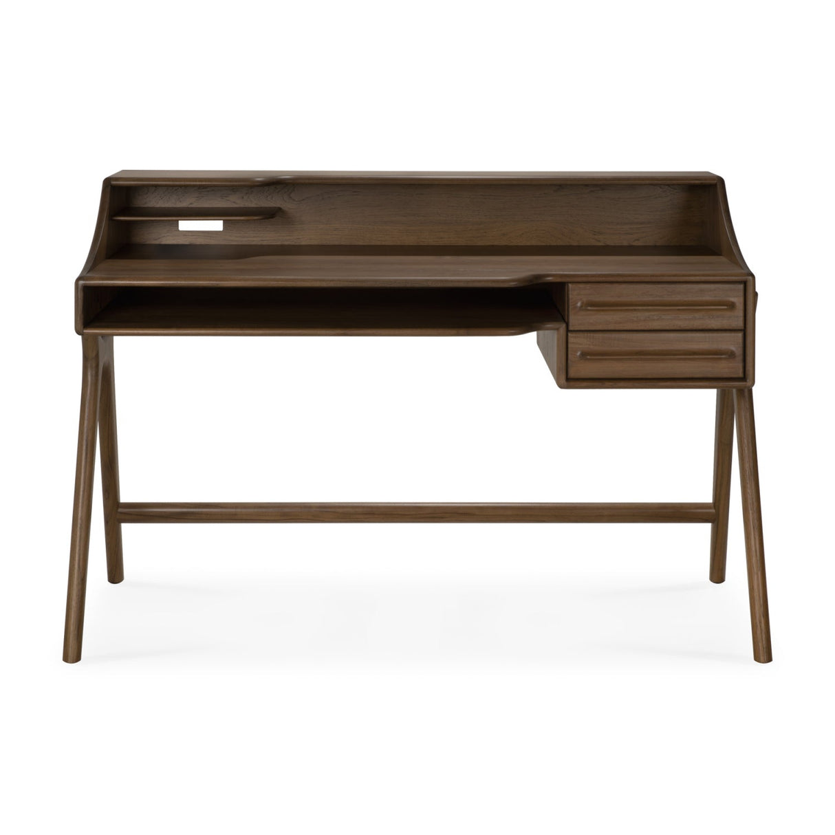 Varnished Teak 2-Drawer Desk | Ethnicraft Flow | Oroa.com