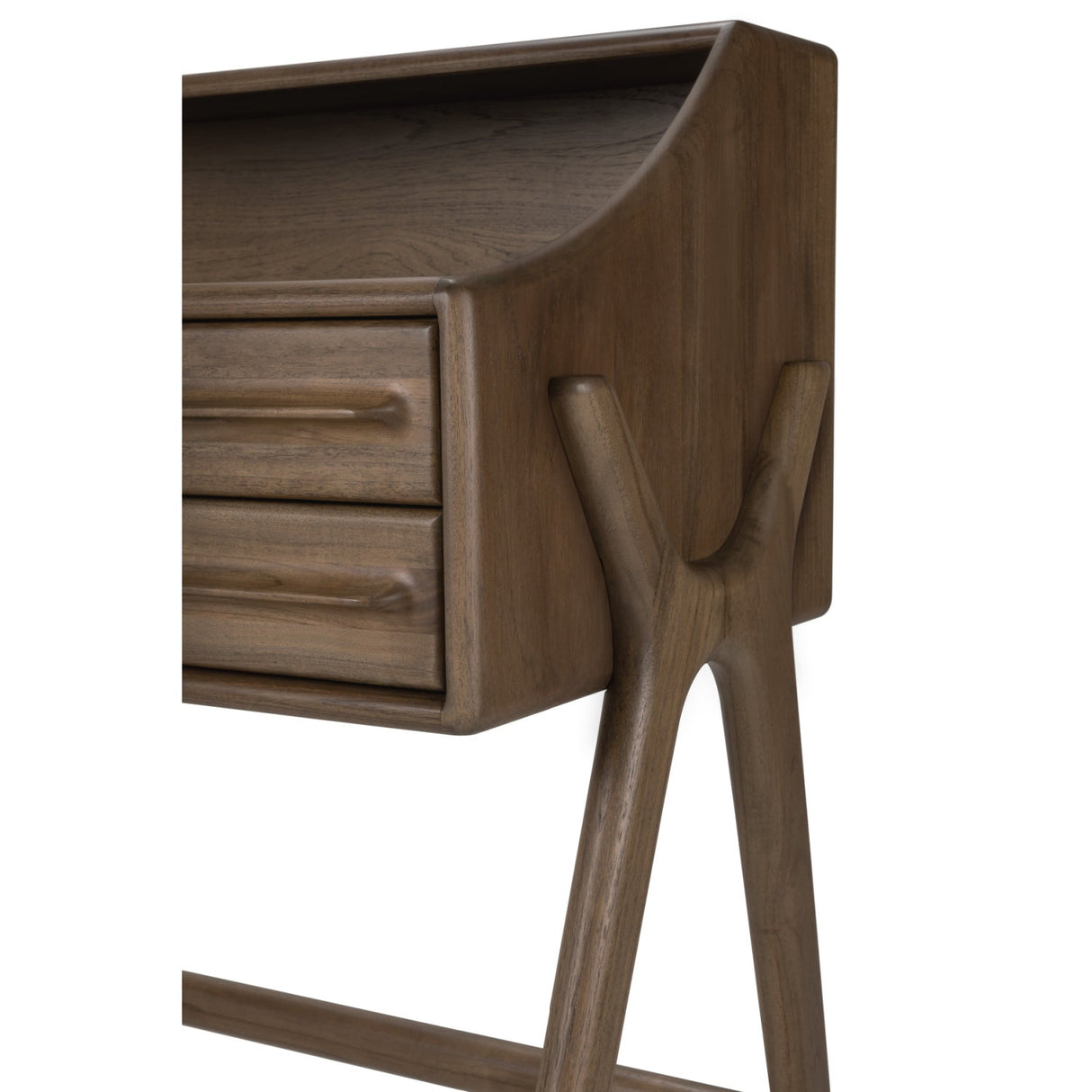 Varnished Teak 2-Drawer Desk | Ethnicraft Flow | Oroa.com