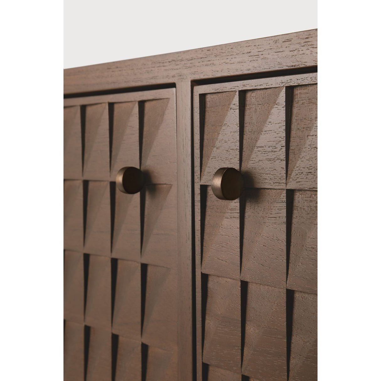 Modern European furniture - Brown Teak Carved TV Cabinet - www.oroa.com