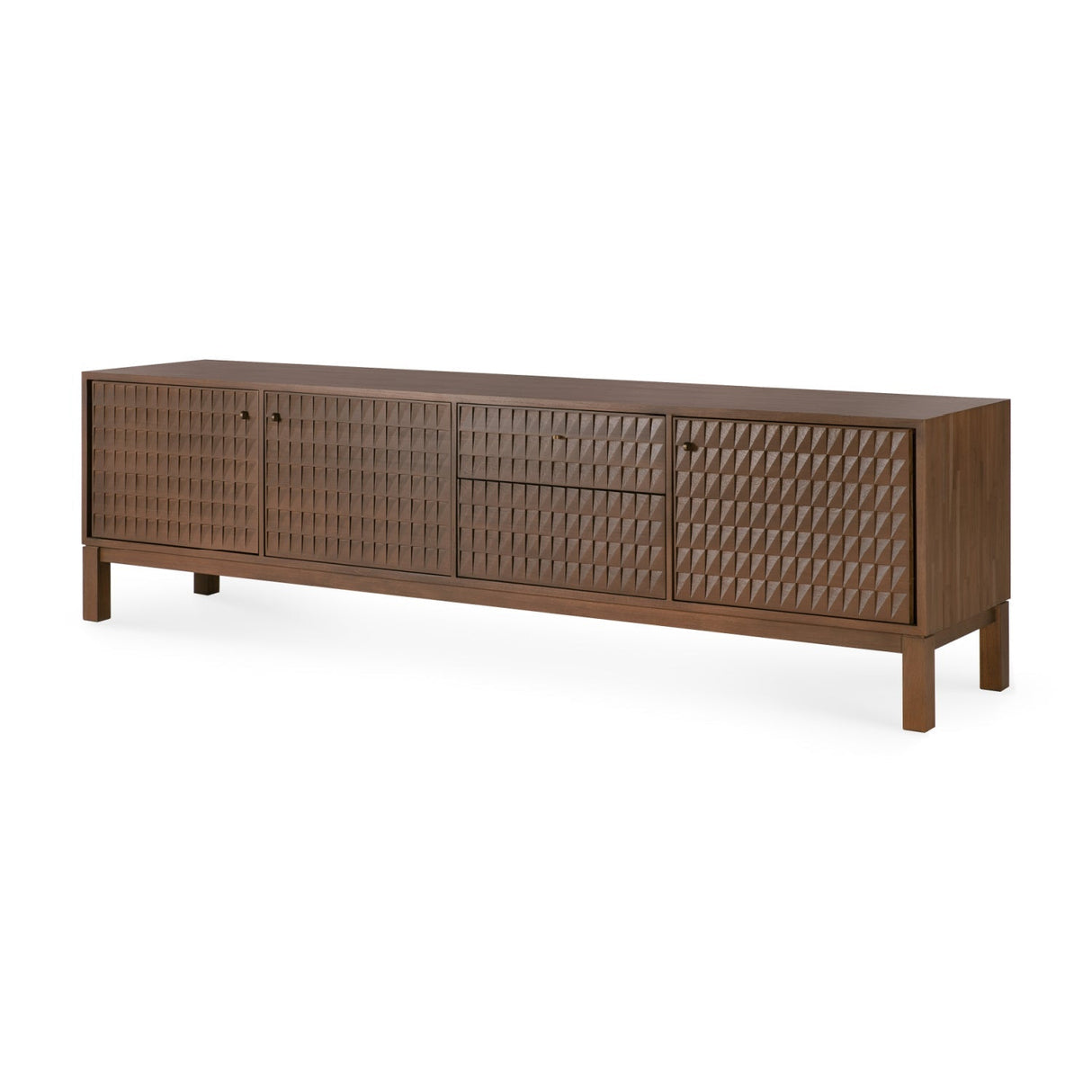 Modern European furniture - Brown Teak Carved TV Cabinet - www.oroa.com