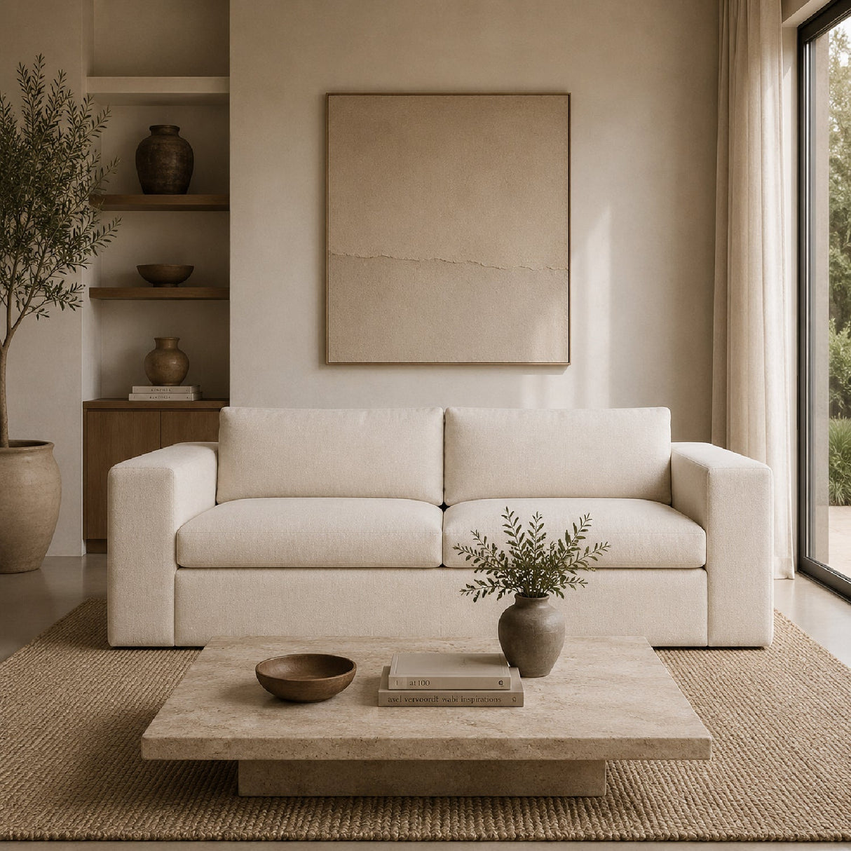 Upholstered 3-Seater Lounge Sofa – Mellow – upholstered finish angled view