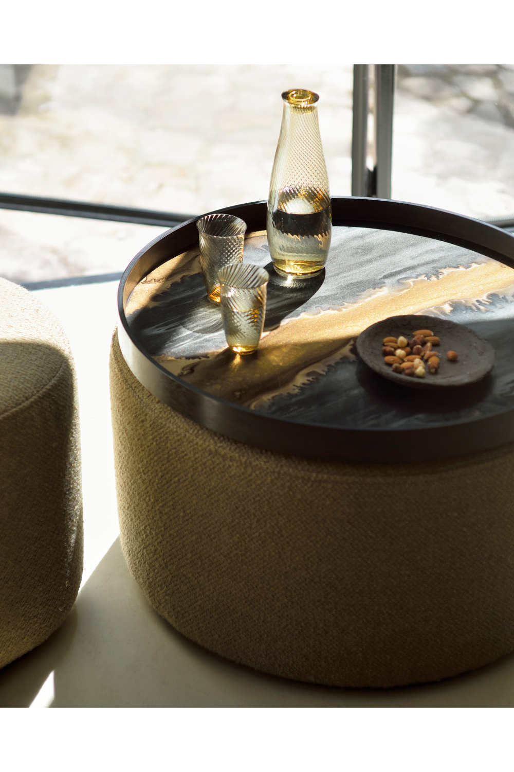 Copper Round Pouf | Ethnicraft Barrow | OROA.com
