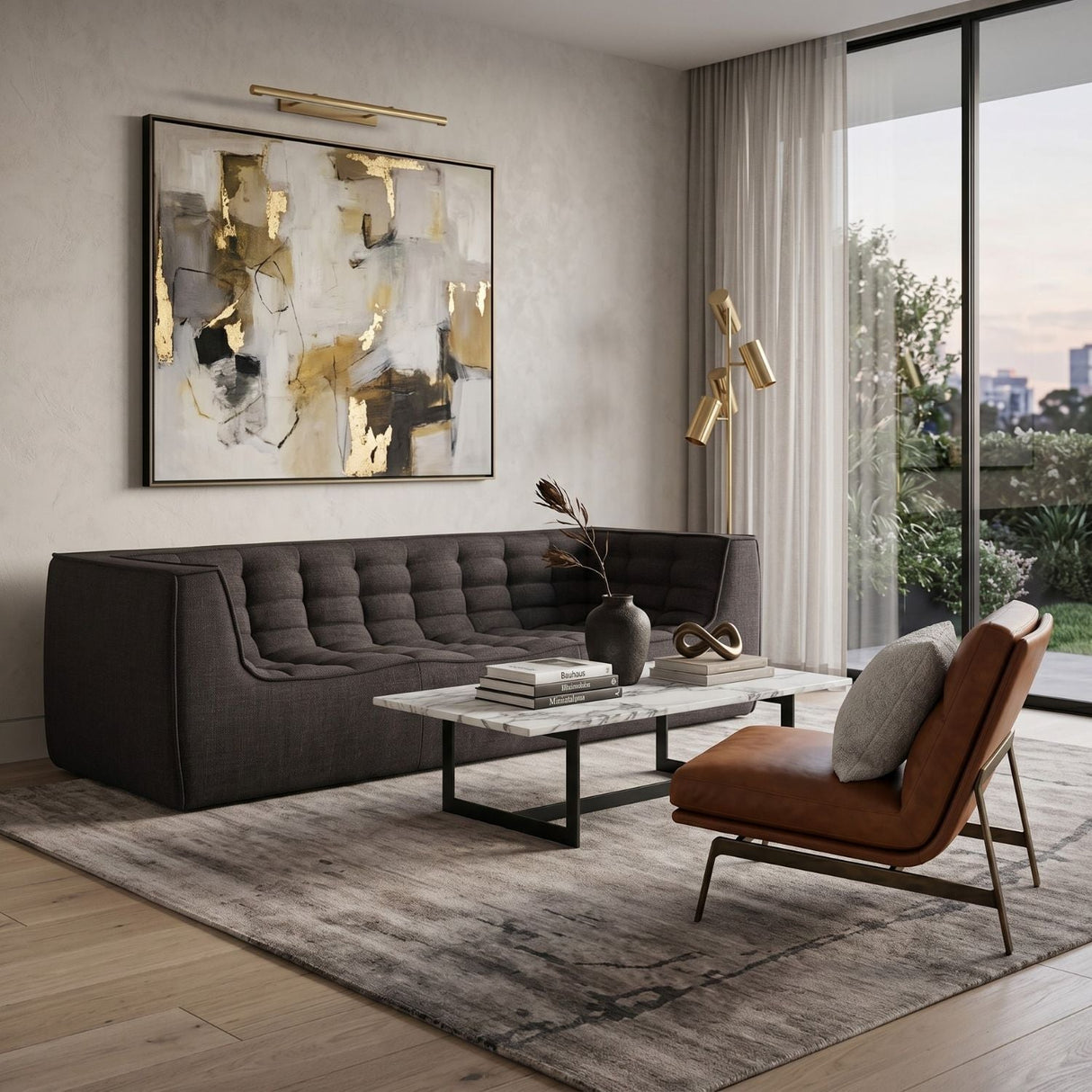 Modern or European furniture - Stitched Detail 3-Seater Sofa - www.oroa.com
