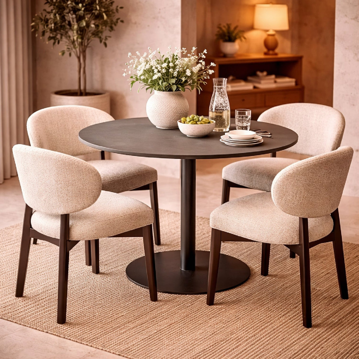 Round Pedestal Dining Table | Ethnicraft Blend | Oroa.com