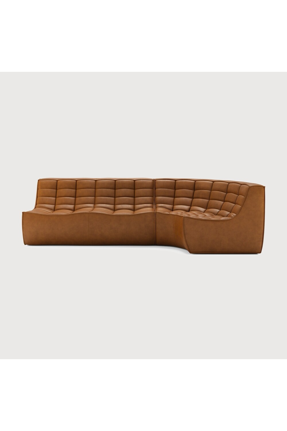 Brown Leather 2-Seater Modular Sofa | Ethnicraft N701 | Oroa.com