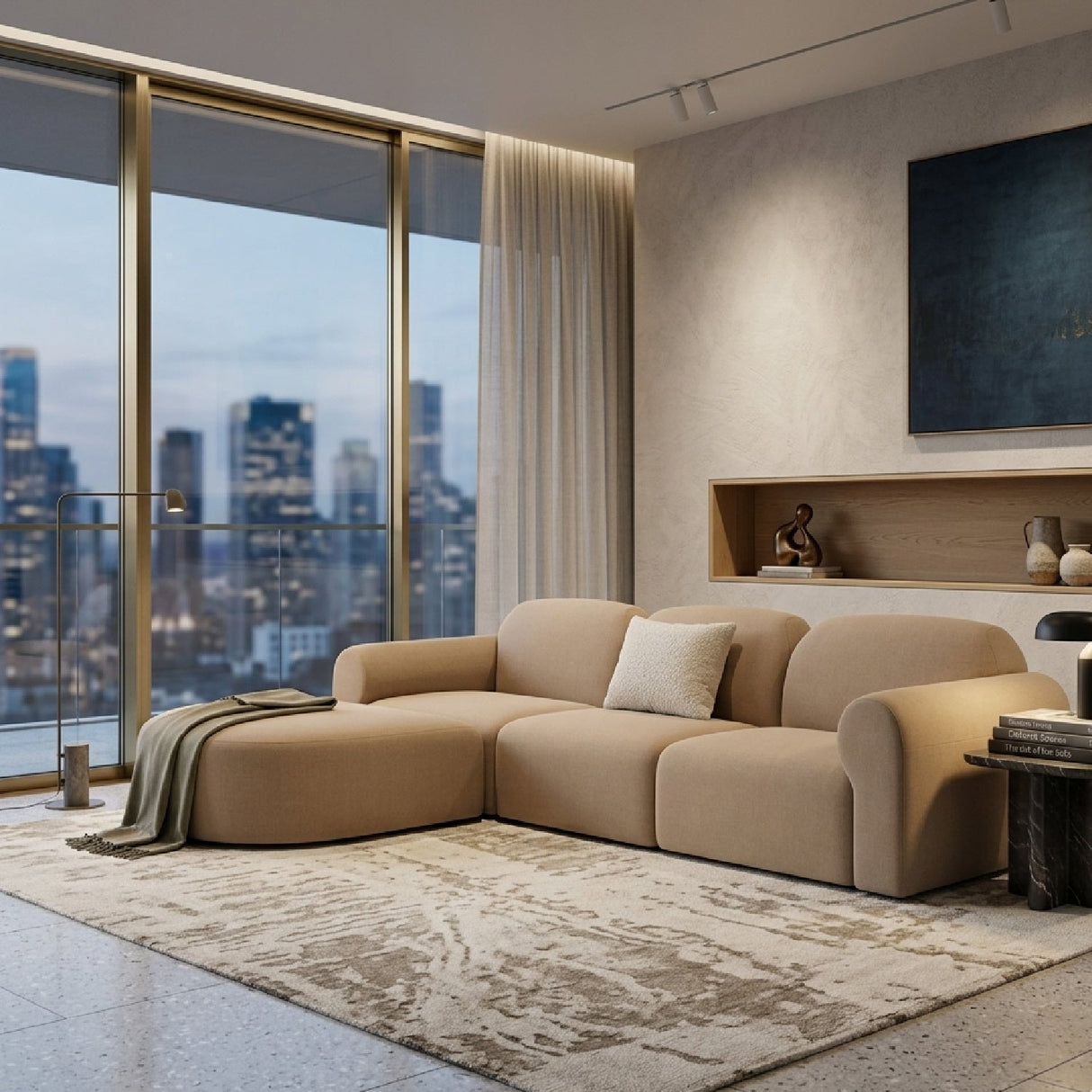Modern European furniture - Modular Sofa with Semi - Circle Footstool - www.oroa.com