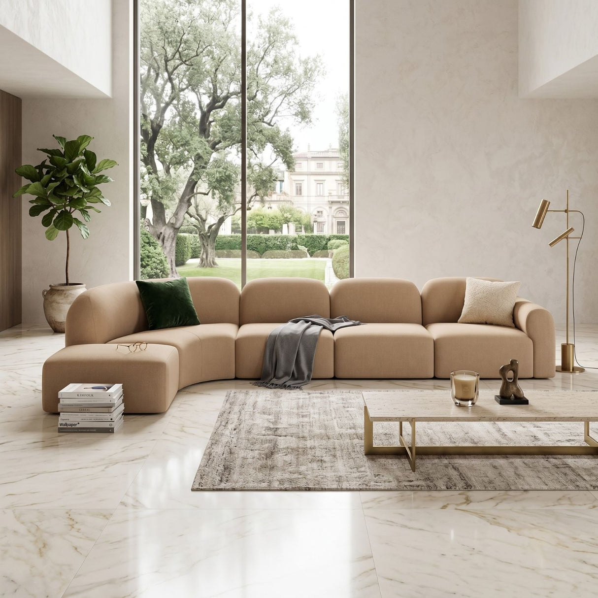 Modern or European furniture - Light Brown Modular Sofa Set - www.oroa.com