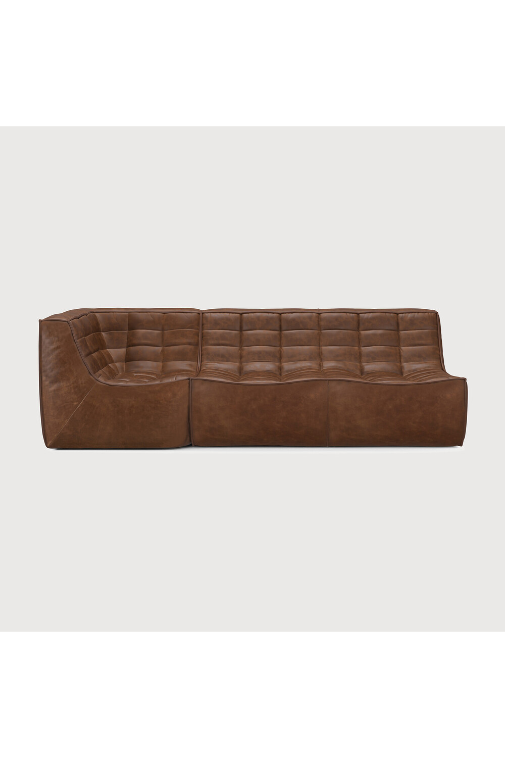 Dark Brown Leather 2-Seater Modular Sofa | Ethnicraft N701 | Oroa.com
