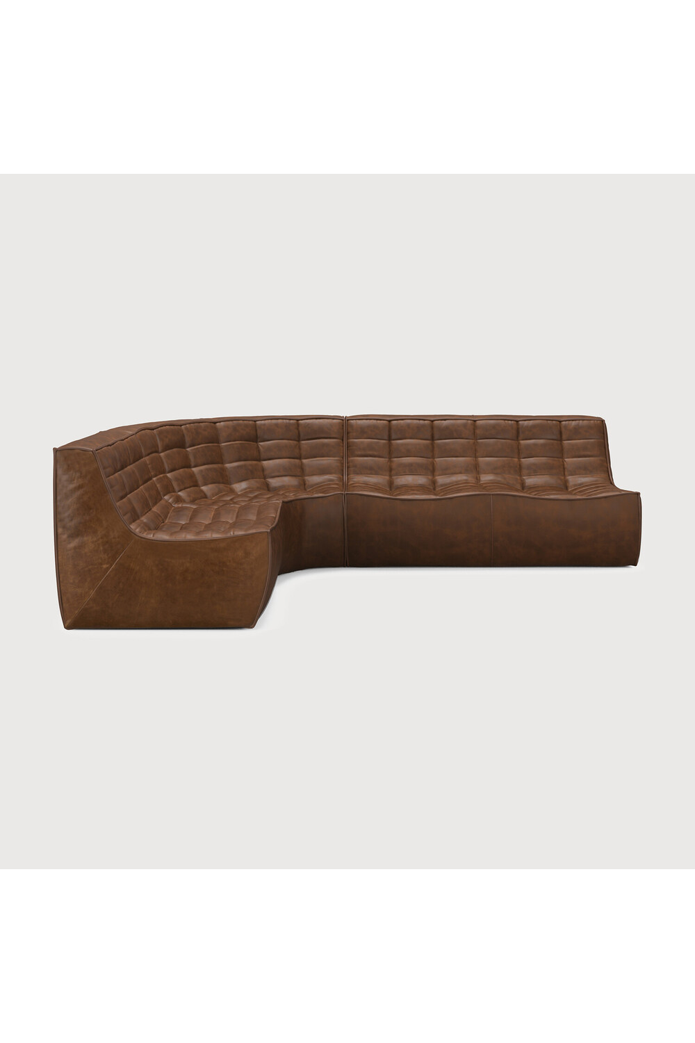 Brown Leather 3-Piece Modular Sofa | Ethnicraft N701 | Oroa.com
