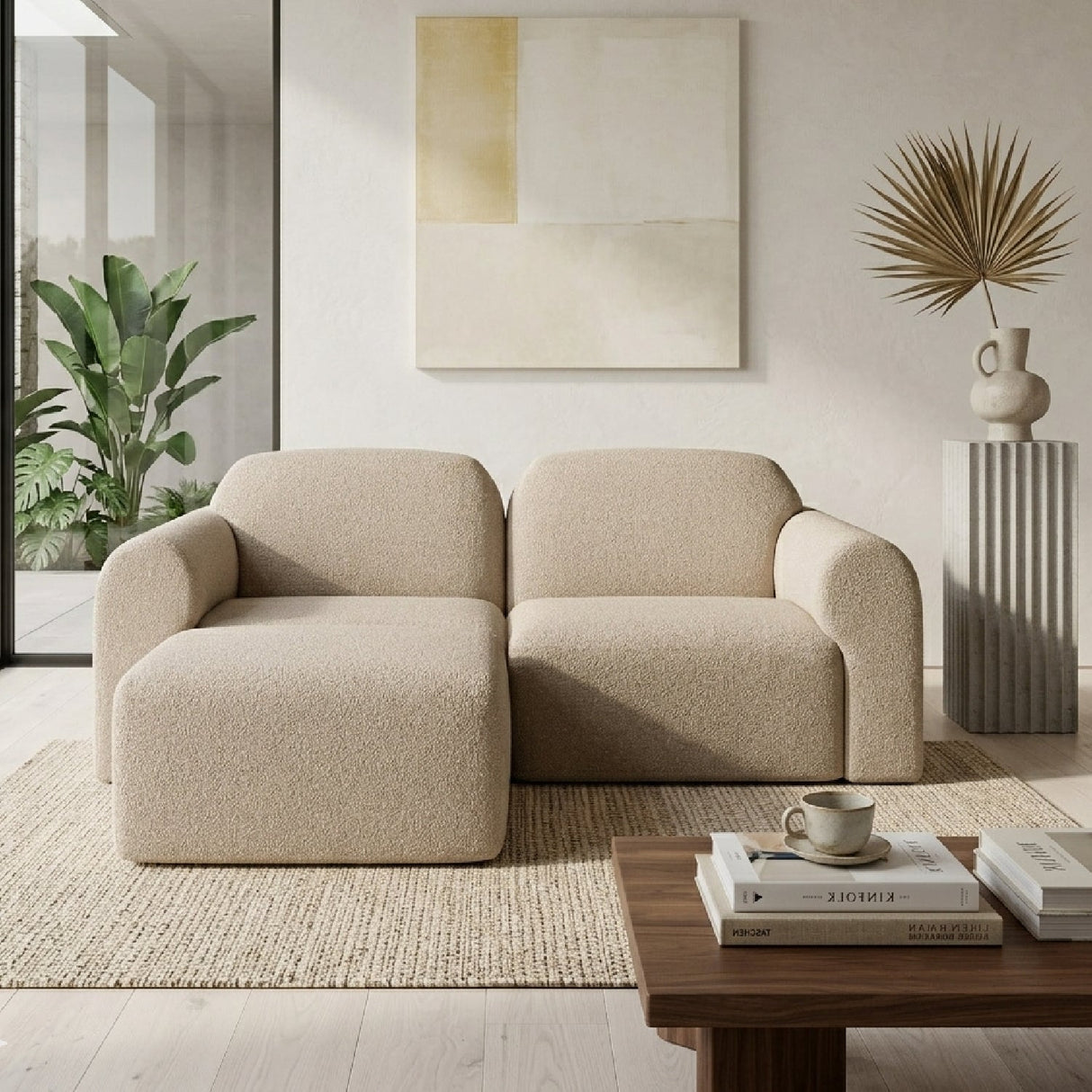 Modern European furniture - End Seater Sofa with Footstool - www.oroa.com
