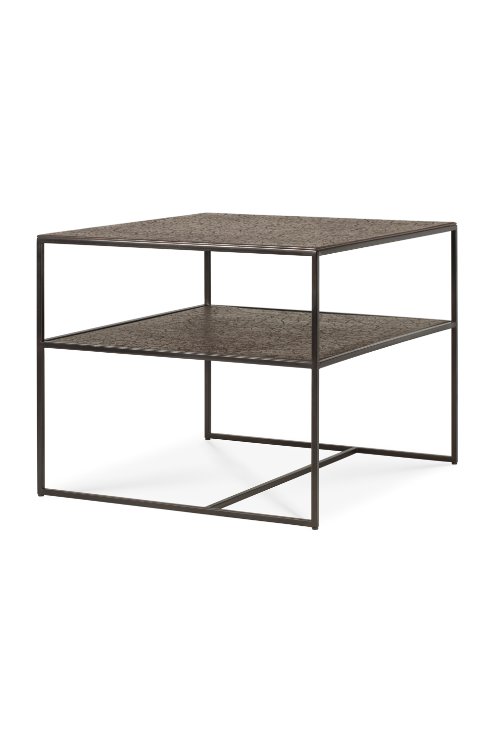 Metallic Side Table With Undershelf | Ethnicraft Pentagon │ Oroa.com