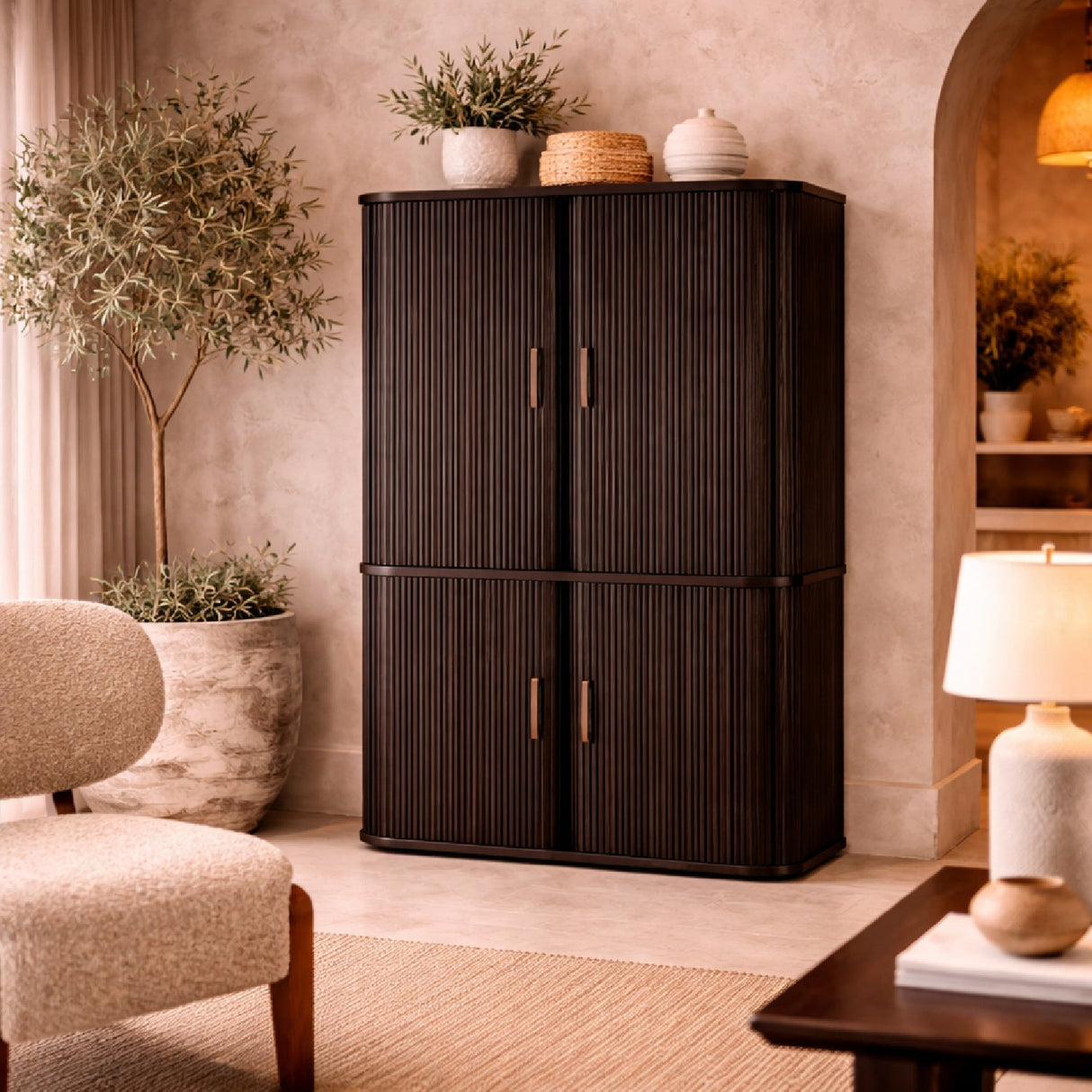 Brown Mahogany Filing Cabinet | Ethnicraft Roller Max | Oroa.com