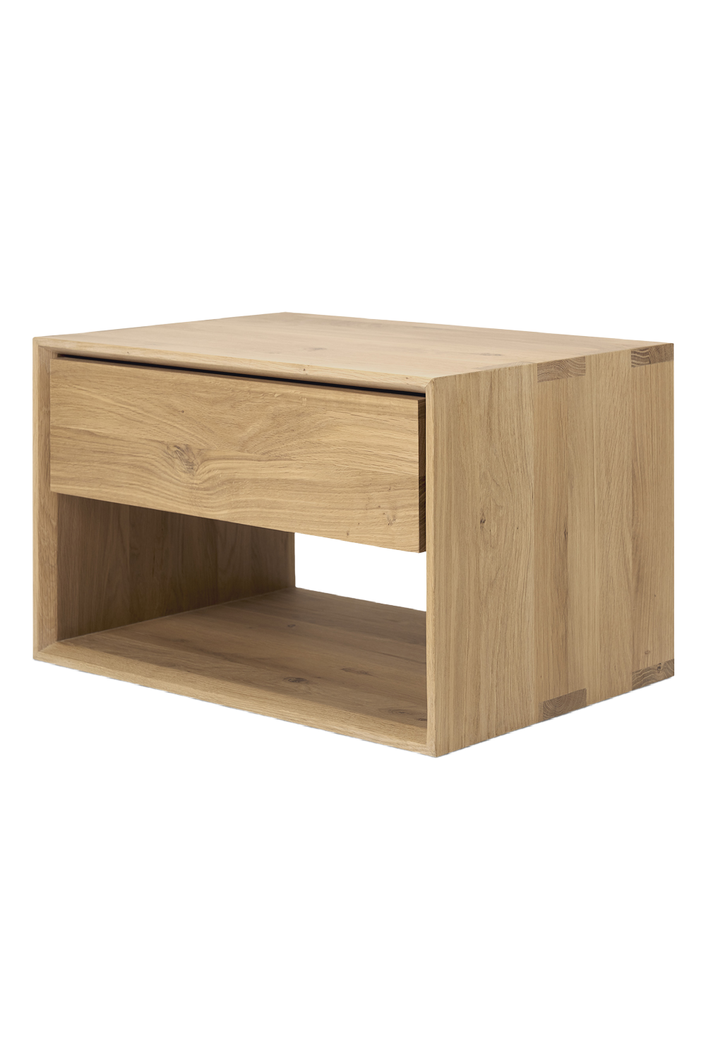 Solid Oak Nightstand – Nordic II – oak finish rear view