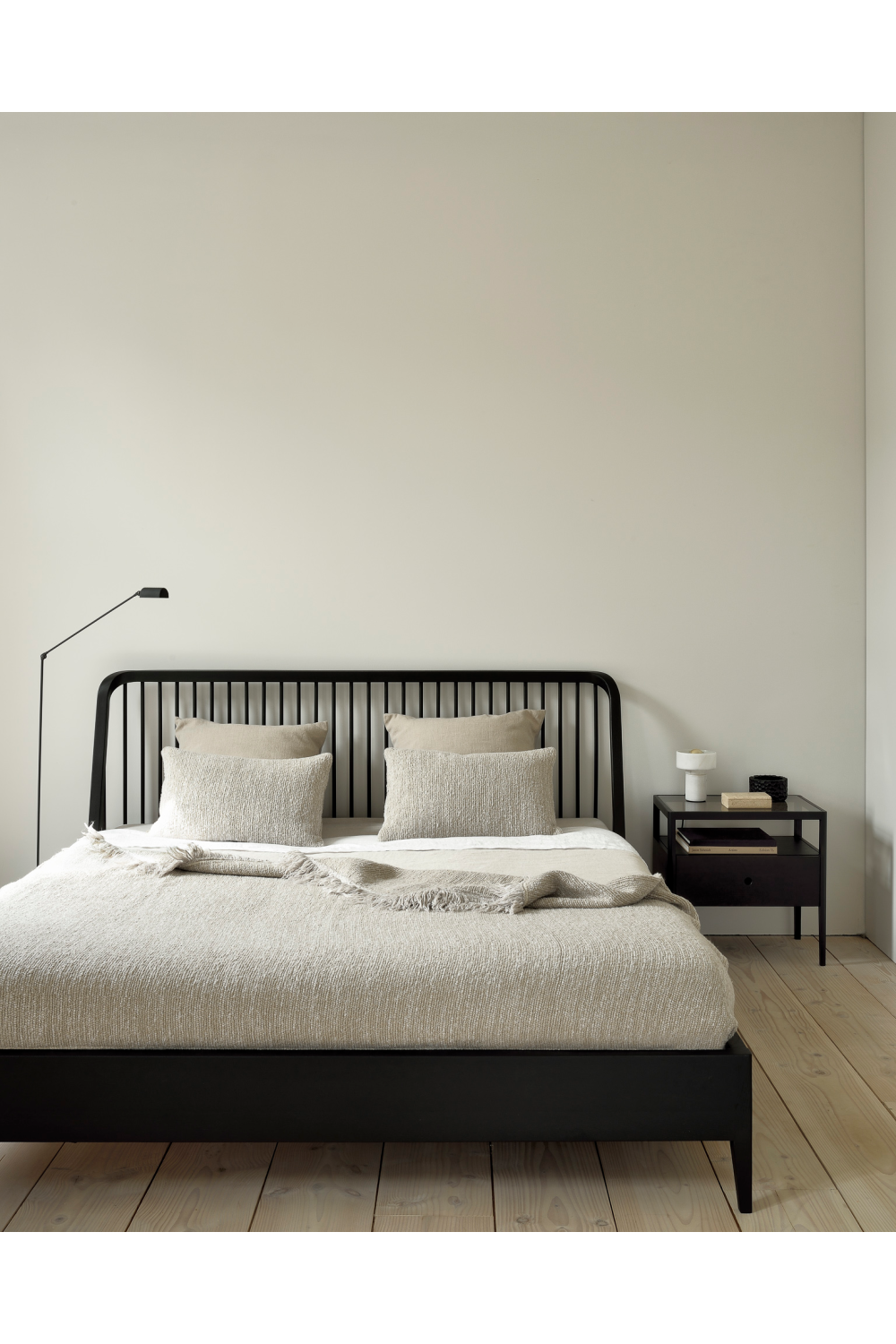 Glass Top Black Oak Nightstand | Ethnicraft Spindle | Oroa.com