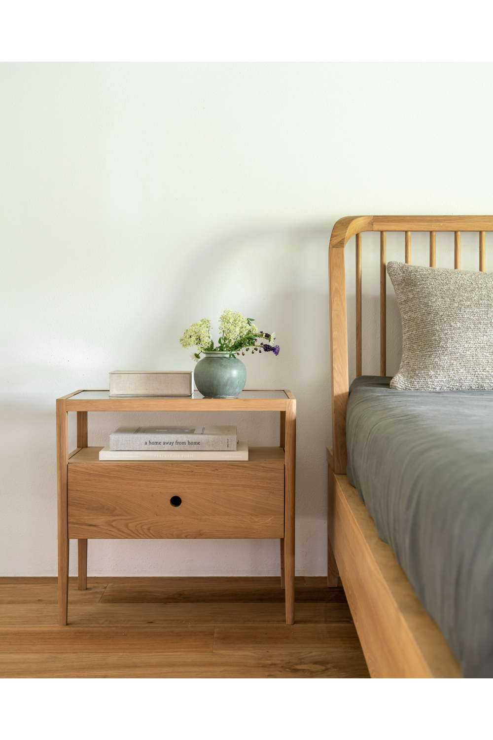 Glass Top Teak Nightstand | Ethnicraft Spindle | Oroa.com