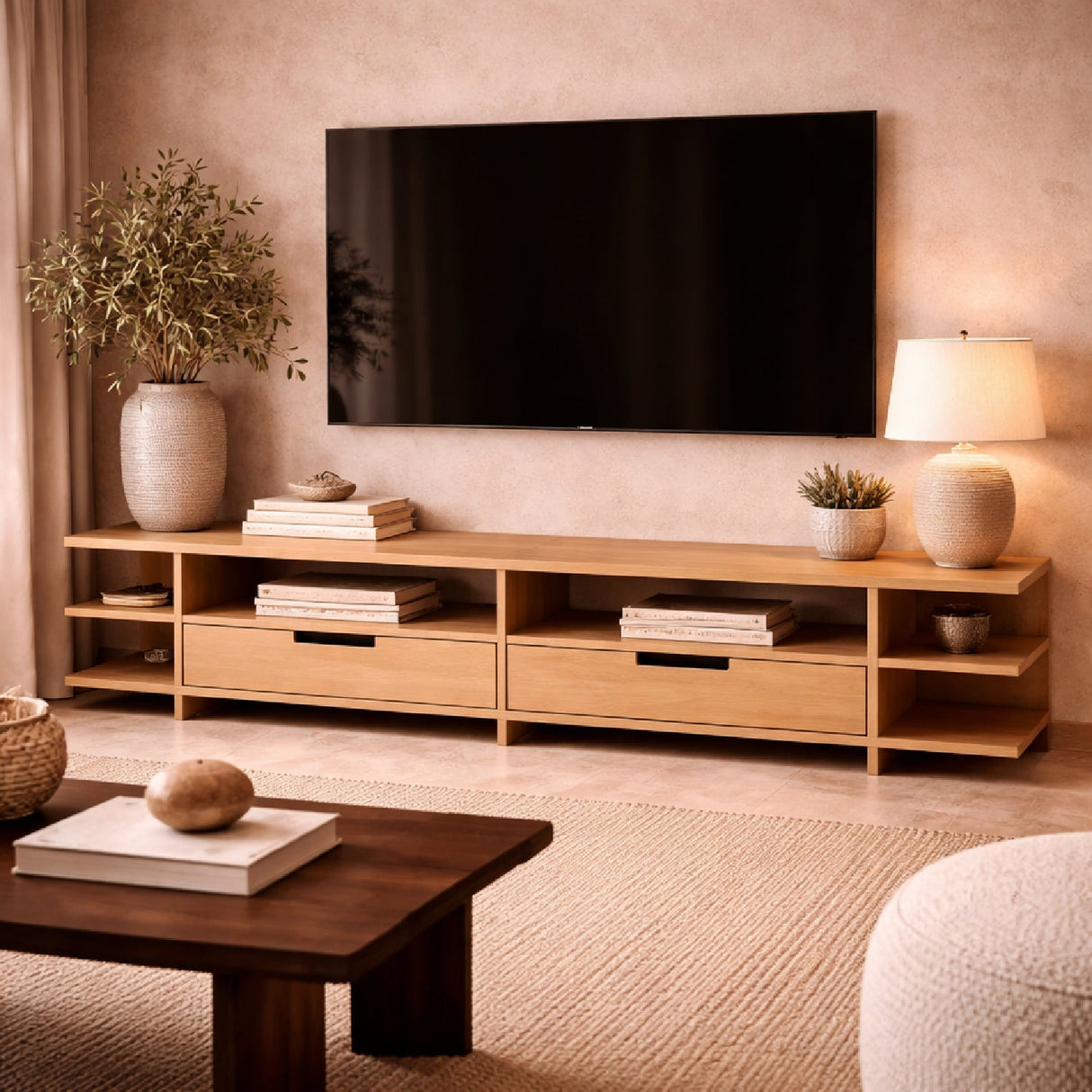Varnished Teak TV Cupboard | Ethnicraft Kabuki | Oroa.com