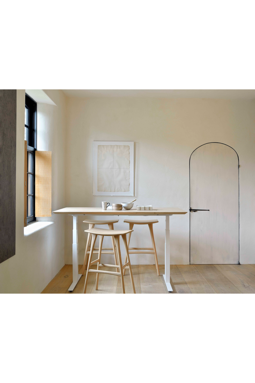 White Metal Adjustable Desk Base | Ethnicraft Bok | Oroa.com